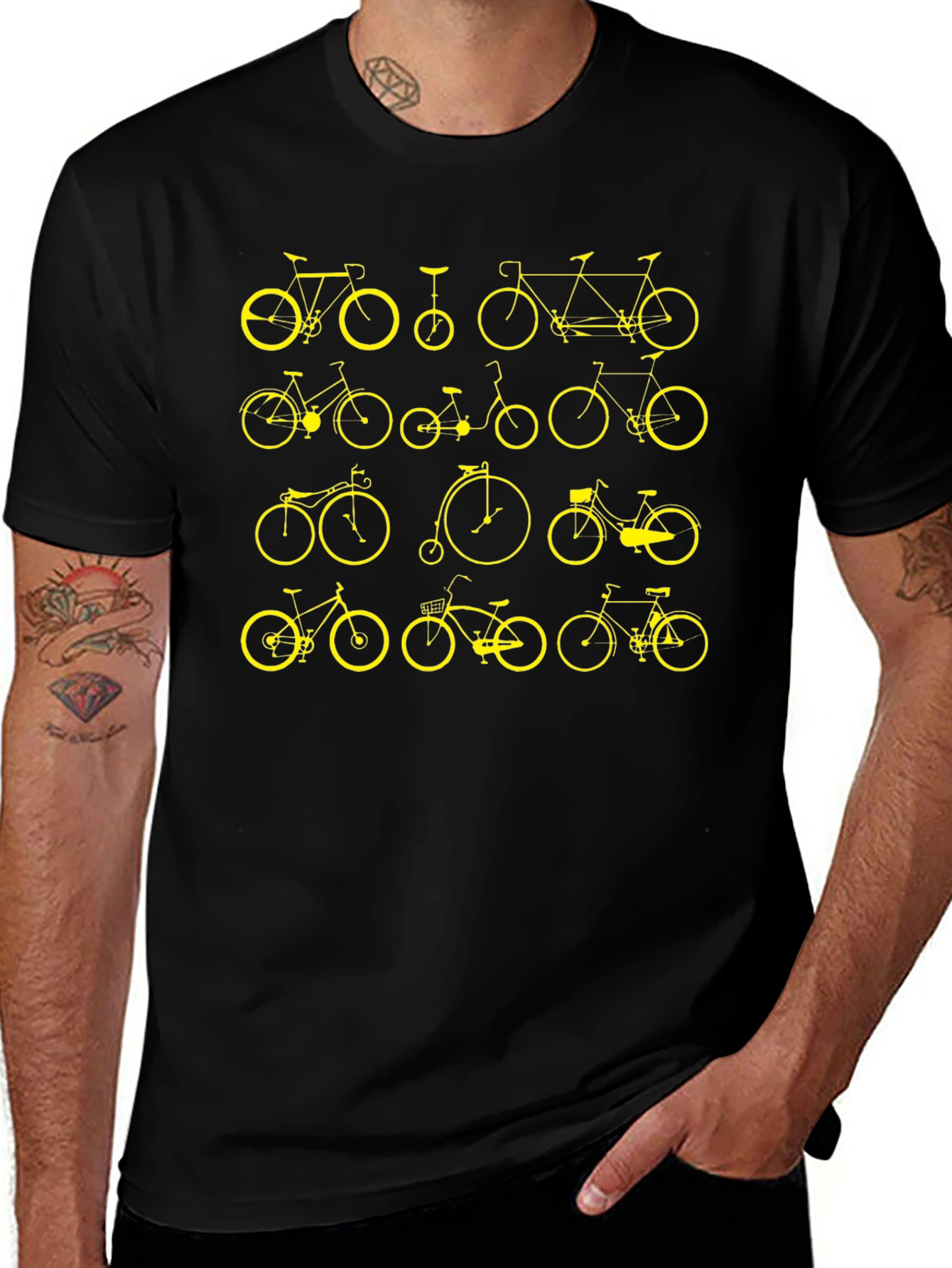Bicycle Print Black T-Shirt