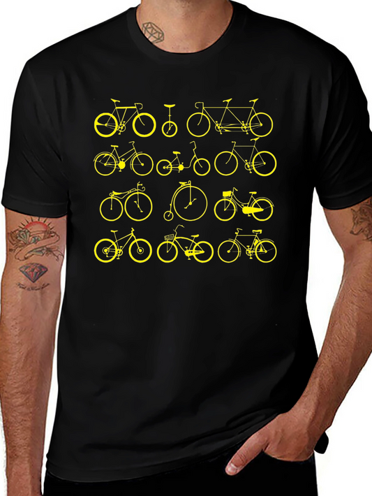 Bicycle Print Black T-Shirt