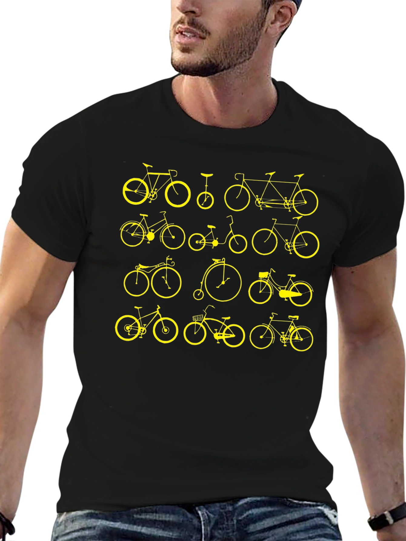 Bicycle Print Black T-Shirt