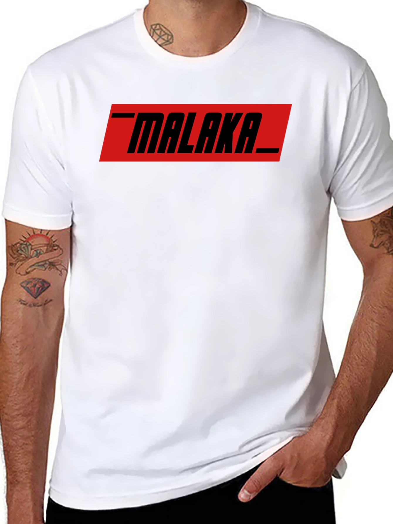 MALAKA Graphic Tee - Bold Red on Black Cotton