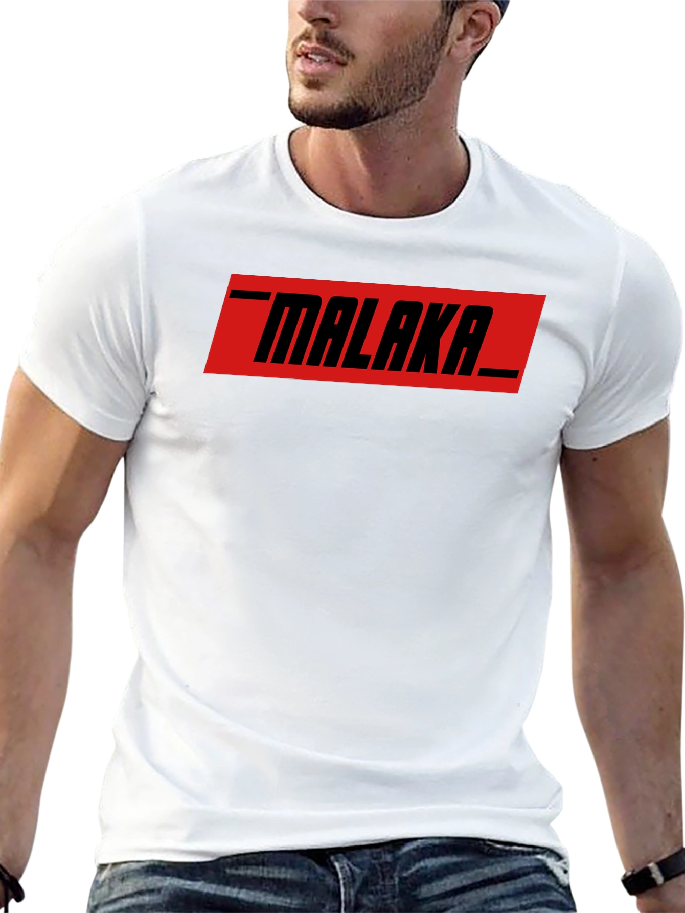MALAKA Graphic Tee - Bold Red on Black Cotton