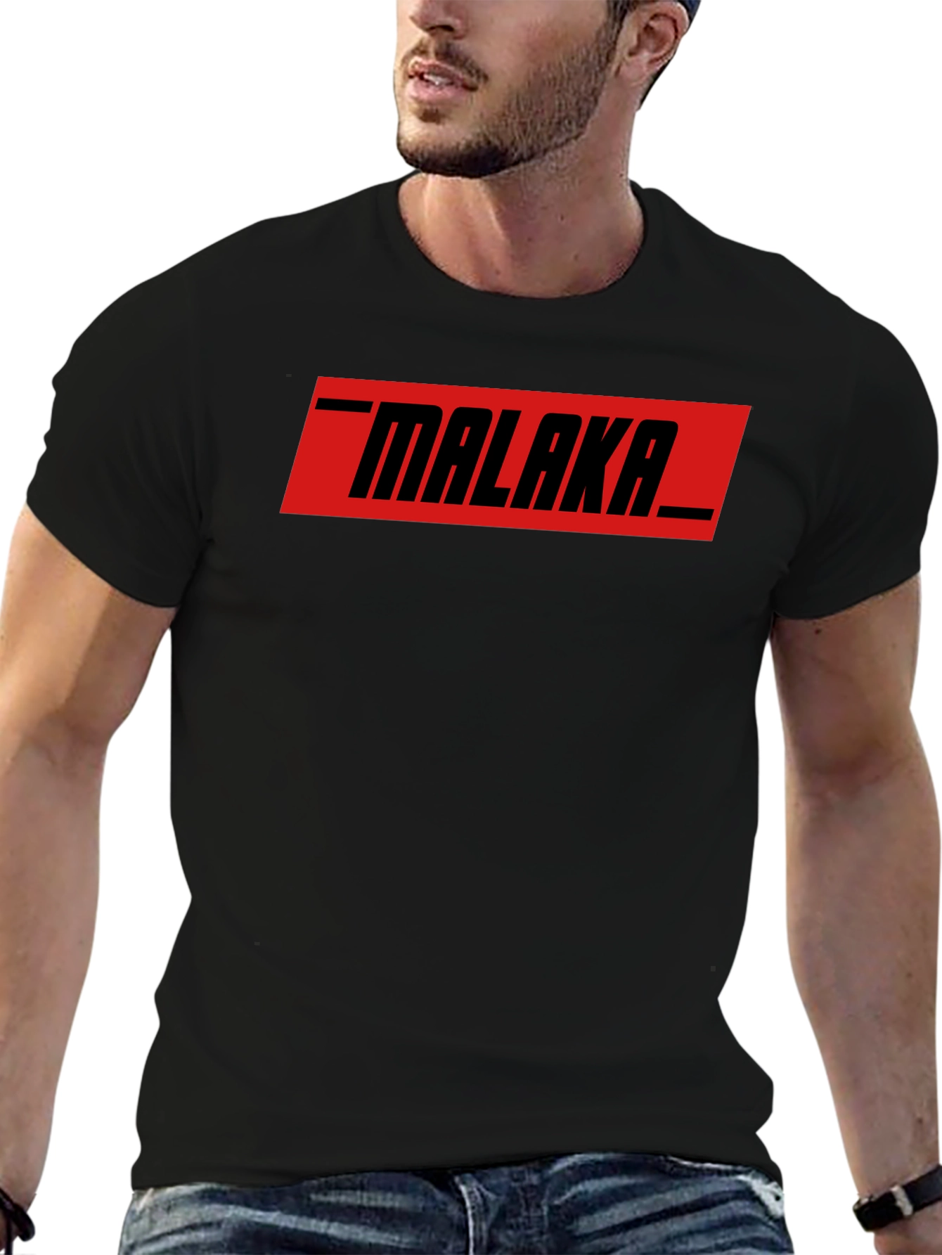 MALAKA Graphic Tee - Bold Red on Black Cotton