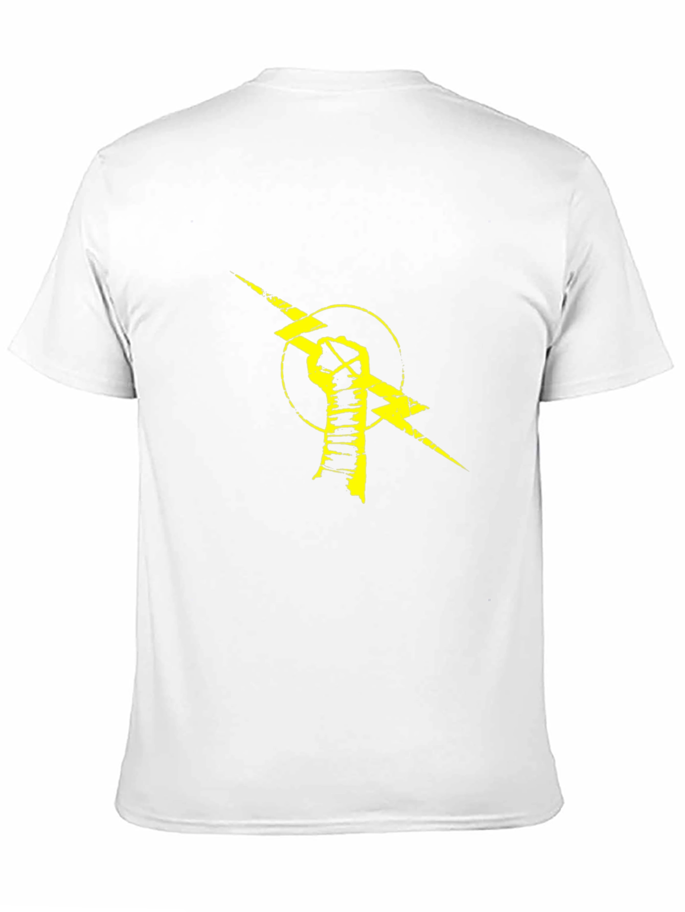 Black T-Shirt with Yellow Lightning Bolt Fist Graphic