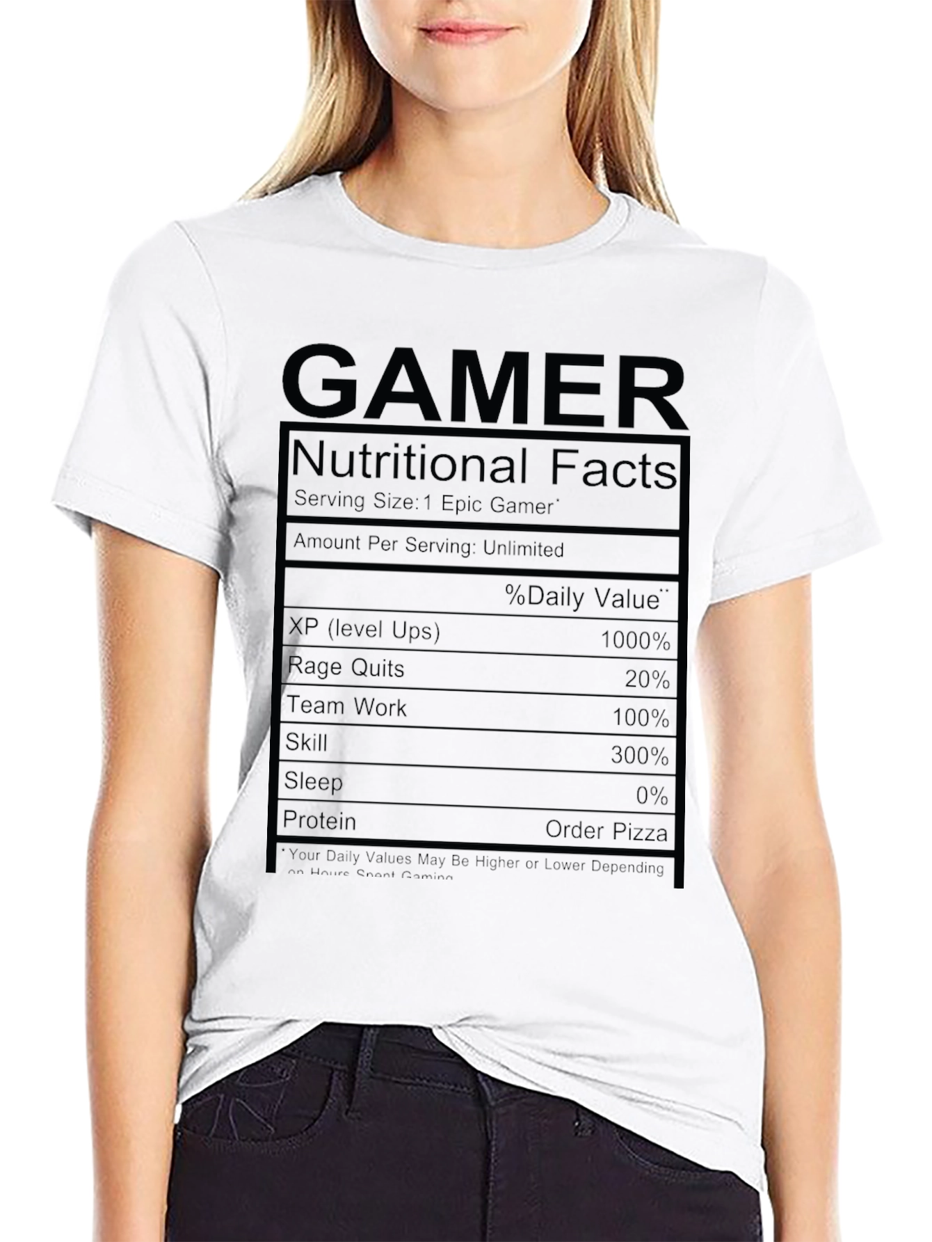 Gamer Nutritional Facts Graphic T-Shirt