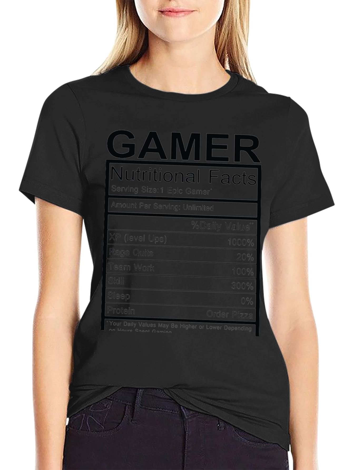 Gamer Nutritional Facts Graphic T-Shirt