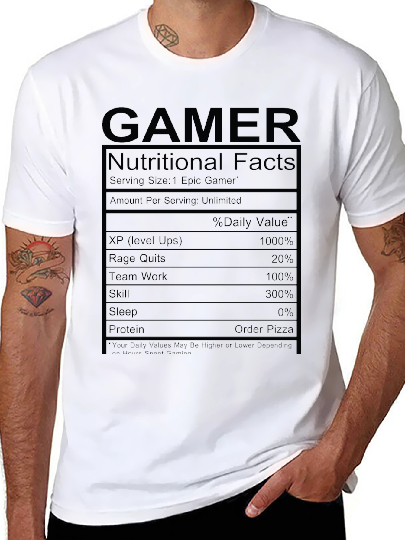 Gamer Nutritional Facts Graphic T-Shirt