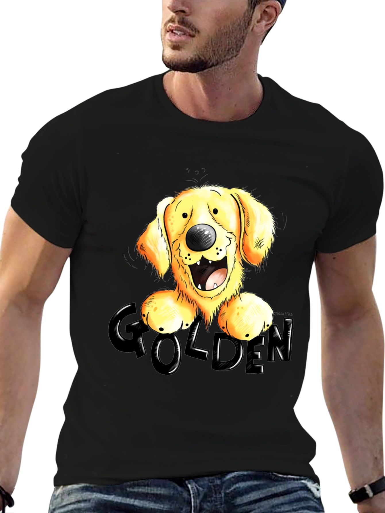 Golden Retriever Cartoon Graphic T-Shirt
