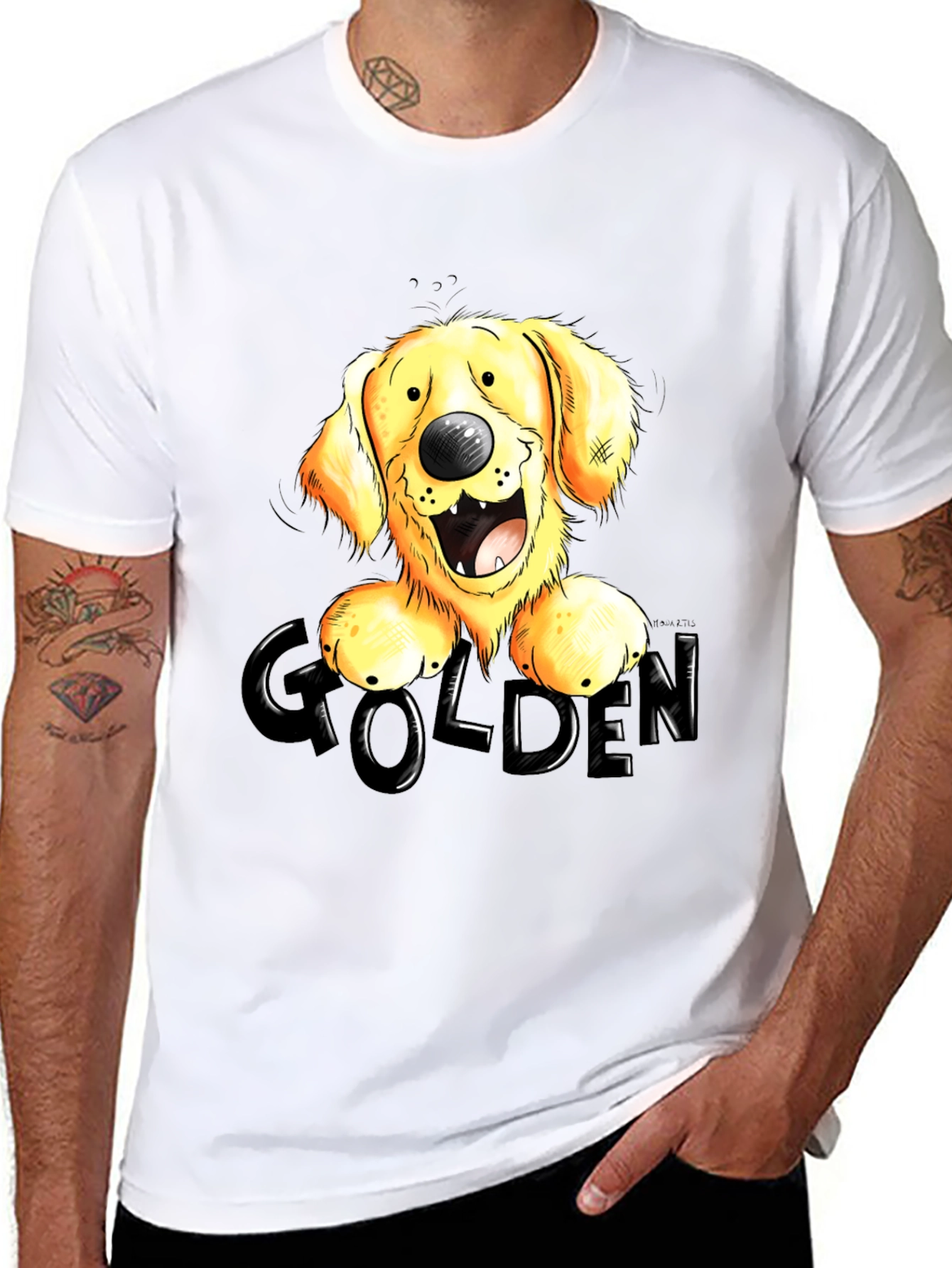 Golden Retriever Cartoon Graphic T-Shirt