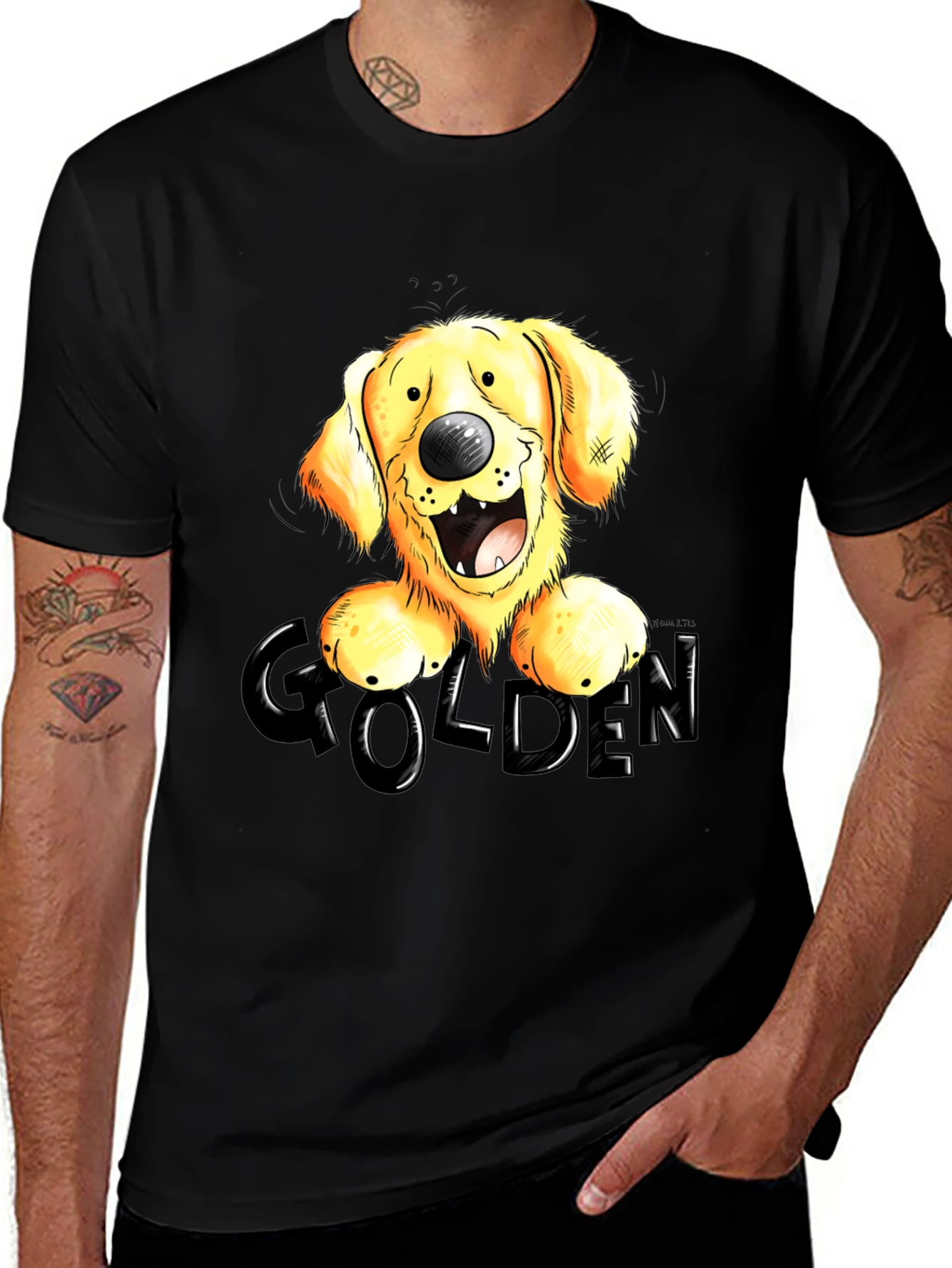 Golden Retriever Cartoon Graphic T-Shirt