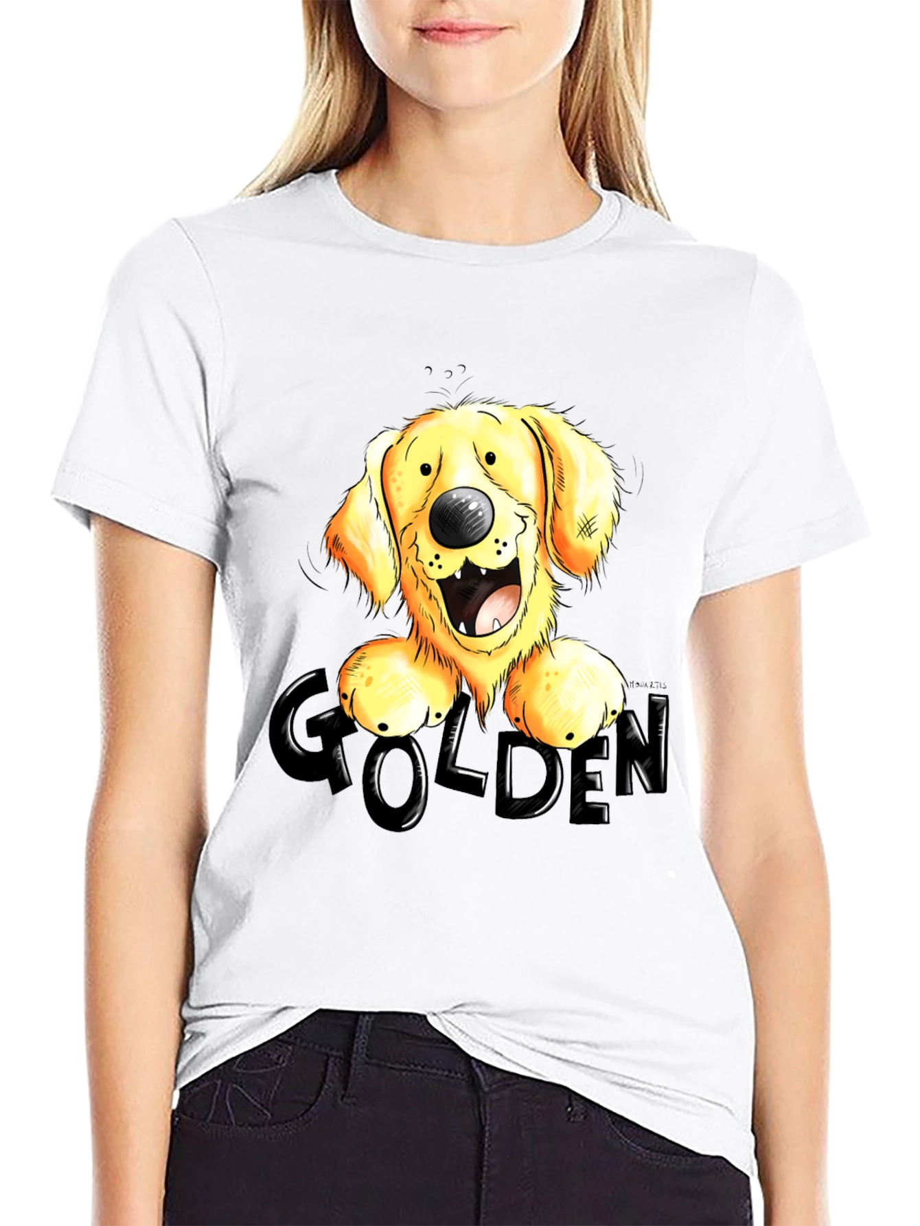 Golden Retriever Cartoon Graphic T-Shirt