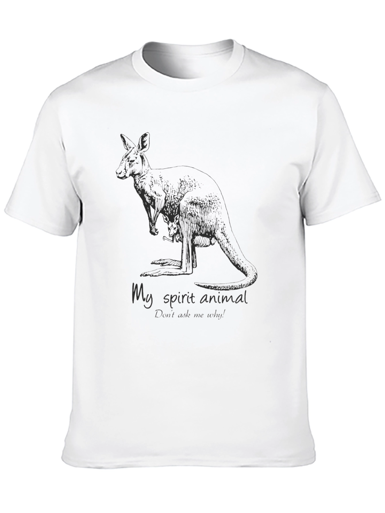 Kangaroo Spirit Animal Mens Black Graphic T-Shirt