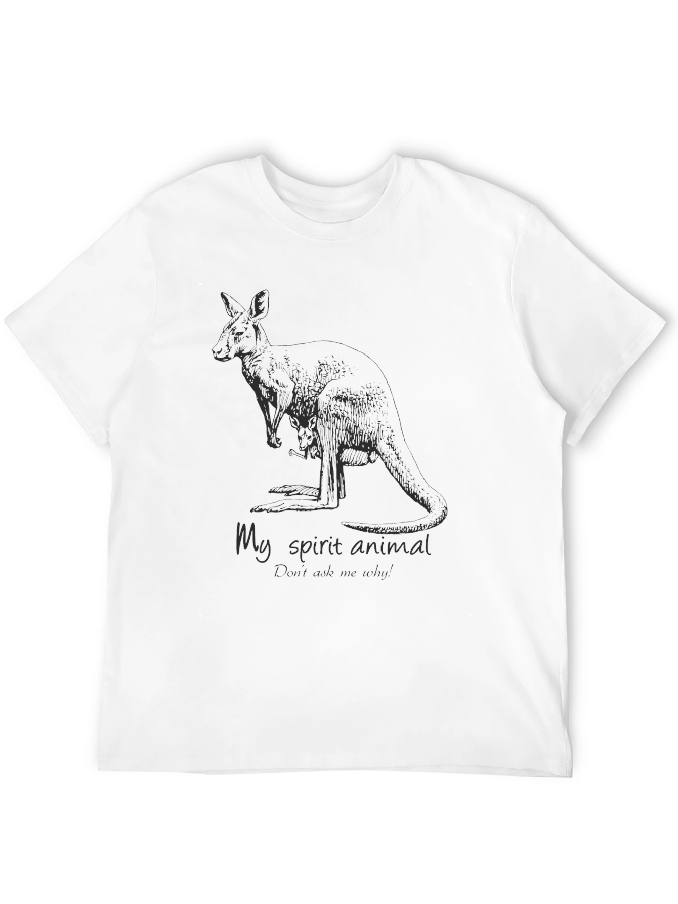 Kangaroo Spirit Animal Mens Black Graphic T-Shirt
