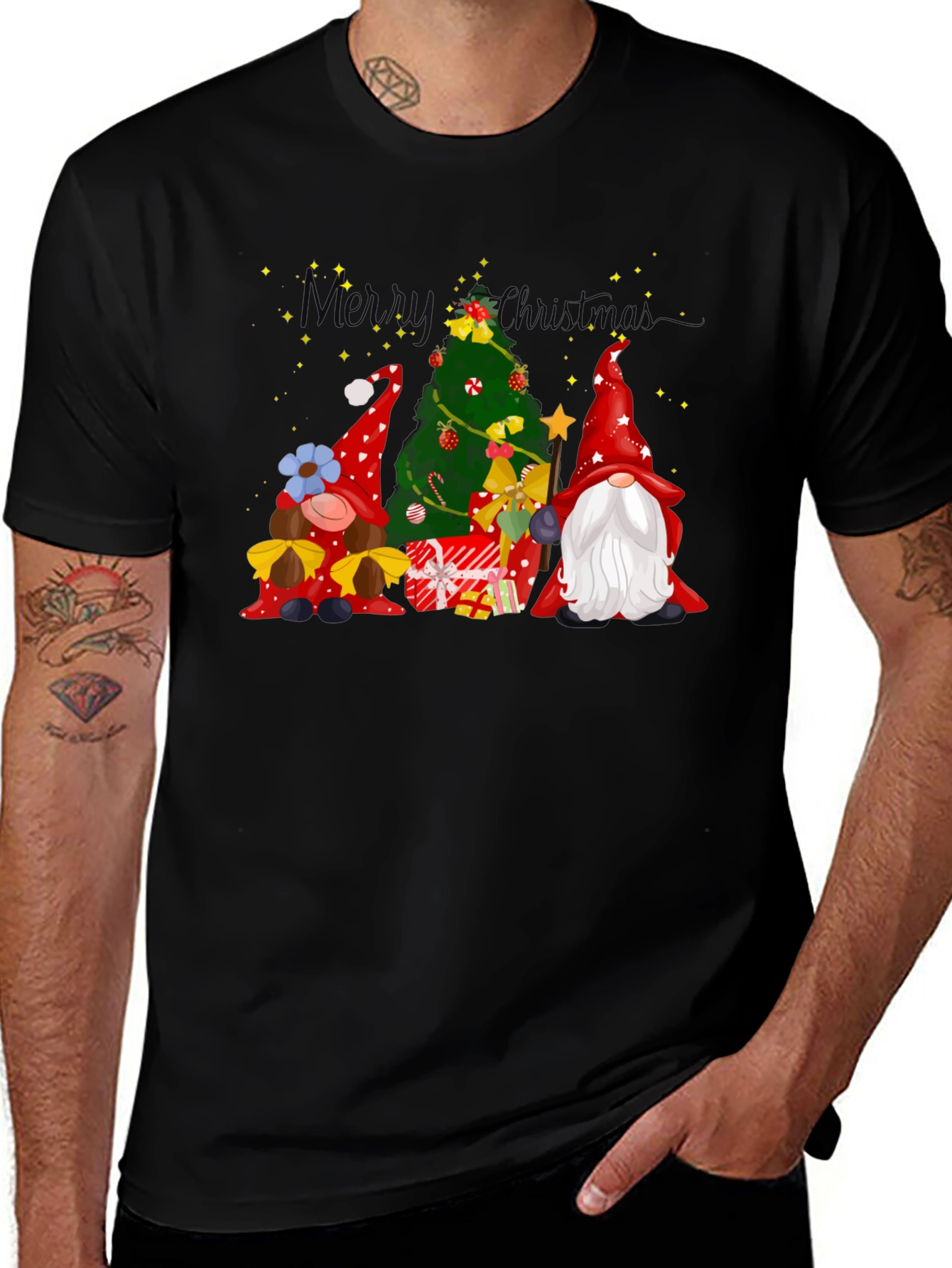 Festive Christmas Gnomes Graphic Tee - Holiday Cheer!