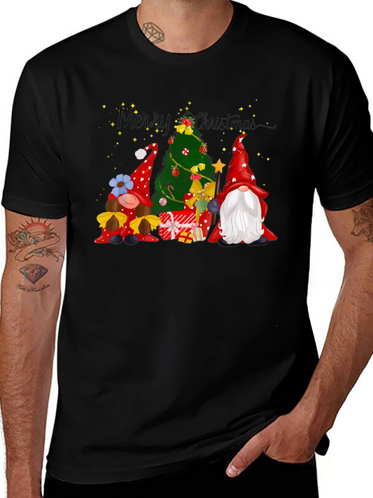 Festive Christmas Gnomes Graphic Tee - Holiday Cheer!
