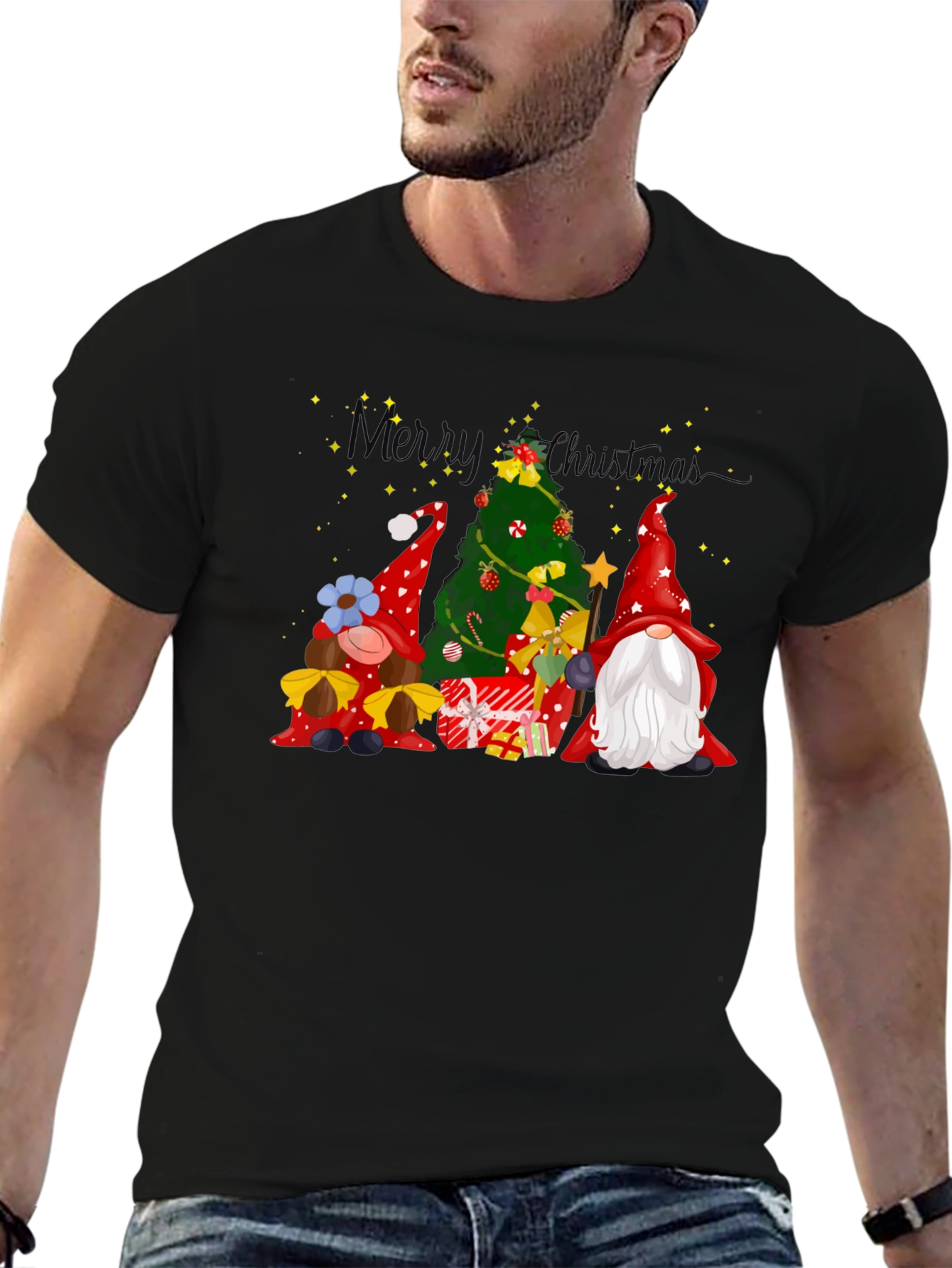 Festive Christmas Gnomes Graphic Tee - Holiday Cheer!