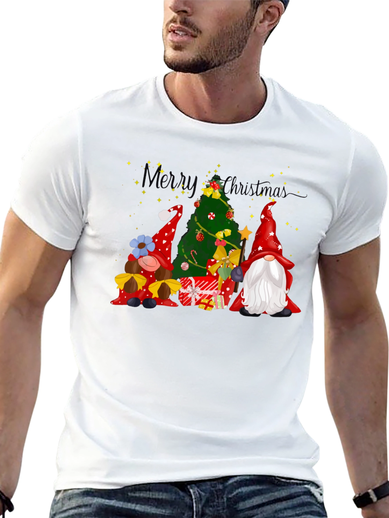 Festive Christmas Gnomes Graphic Tee - Holiday Cheer!