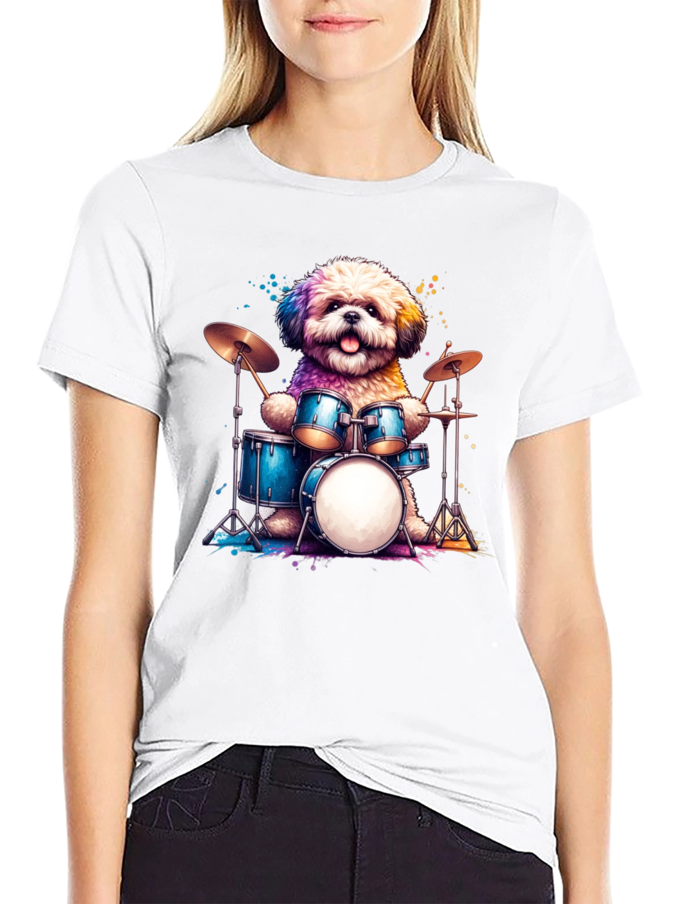 Dog Drummer T-Shirt - Music Lover Tee