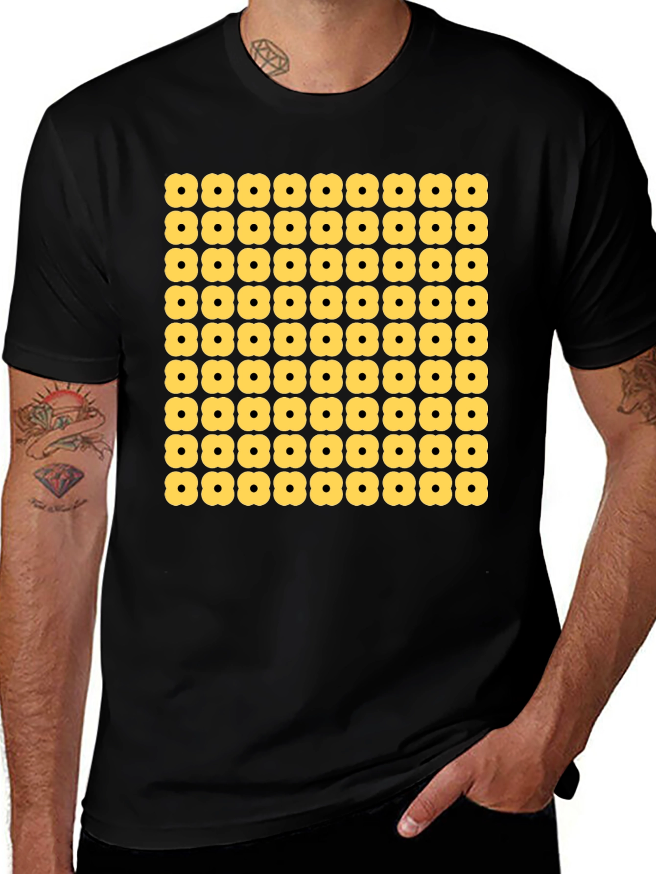 Geometric Flower Pattern Tee - Modern Menswear
