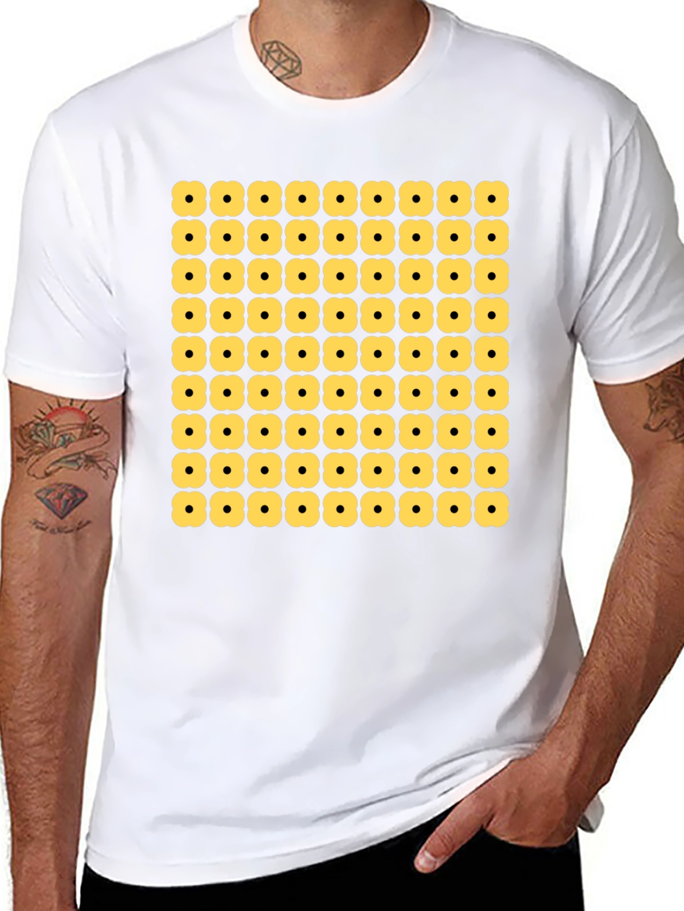 Geometric Flower Pattern Tee - Modern Menswear