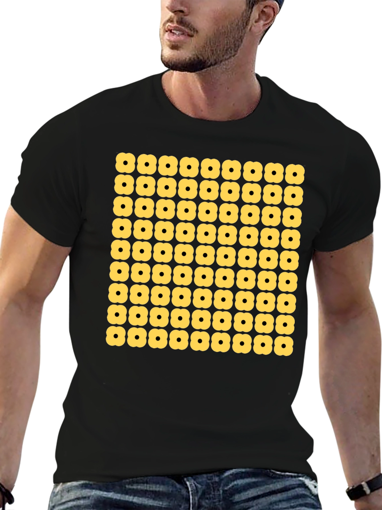 Geometric Flower Pattern Tee - Modern Menswear