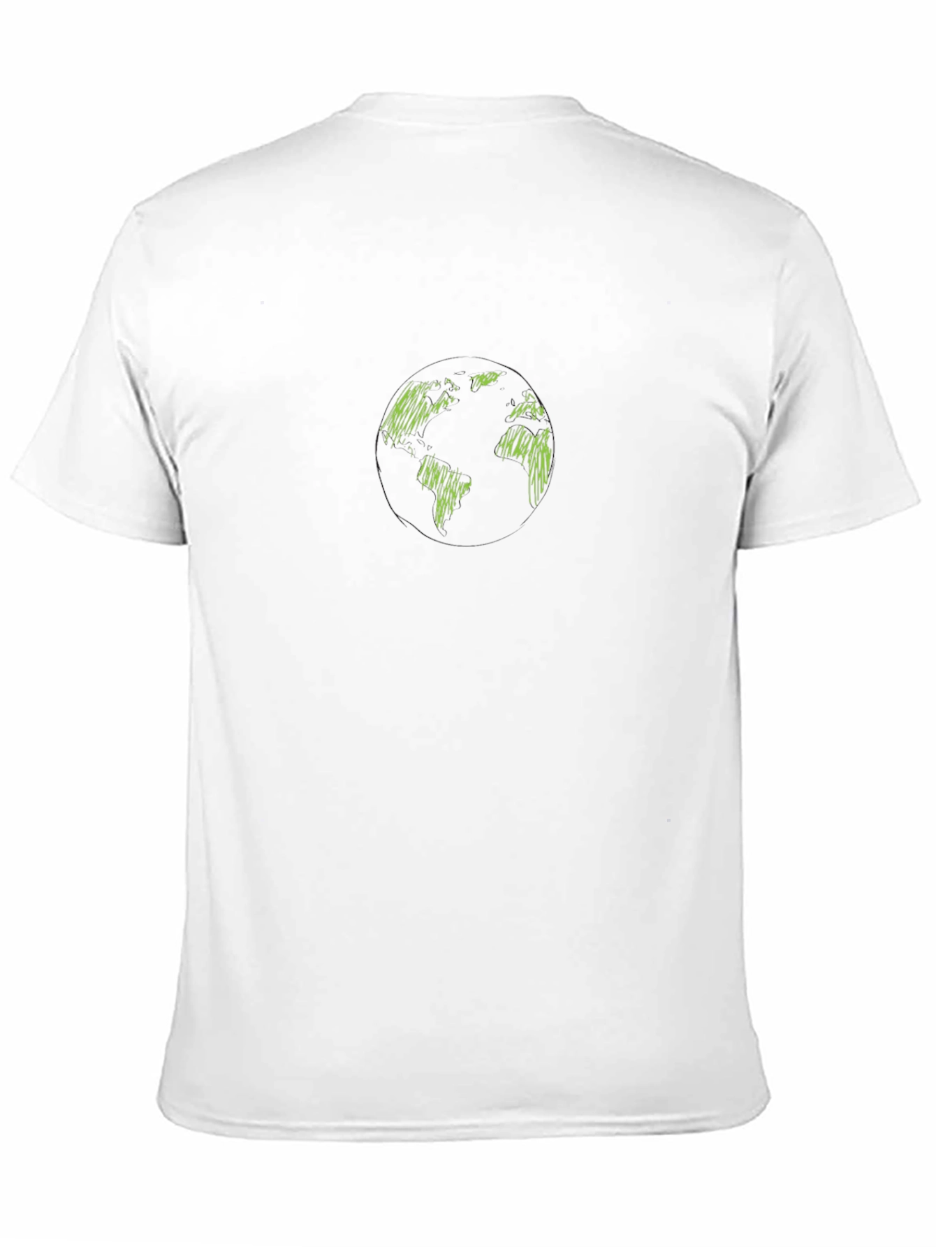 Black T-Shirt with Green Scribble Earth Design