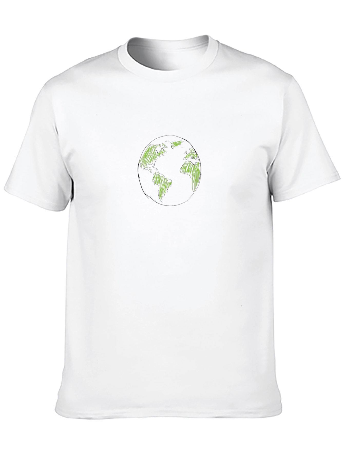Black T-Shirt with Green Scribble Earth Design
