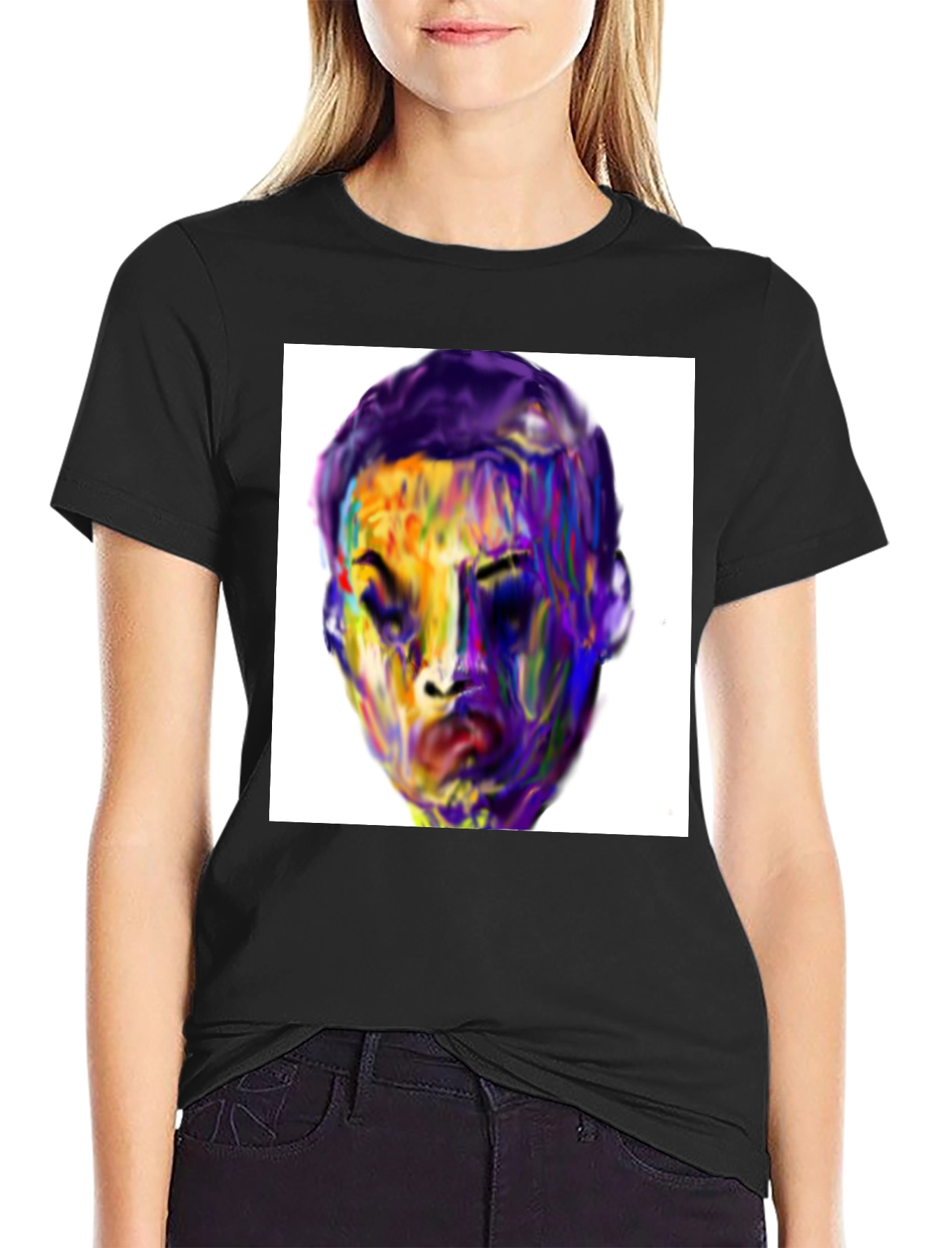 Artistic Portrait Graphic T-Shirt - Black