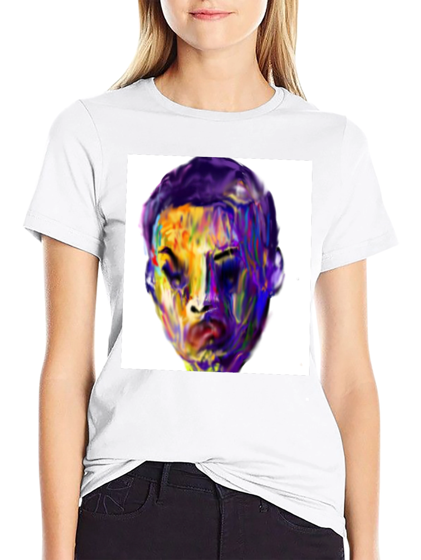 Artistic Portrait Graphic T-Shirt - Black