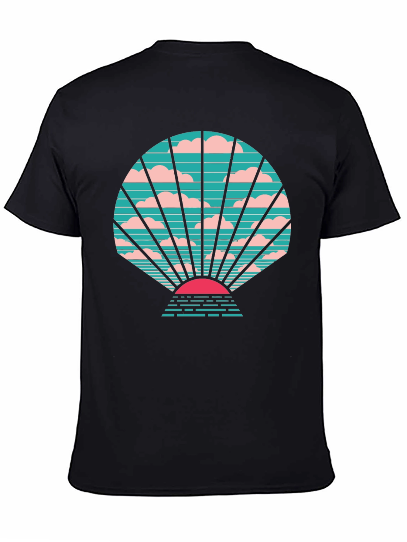 Retro Sunset Graphic Tee - Stylish Black T-Shirt