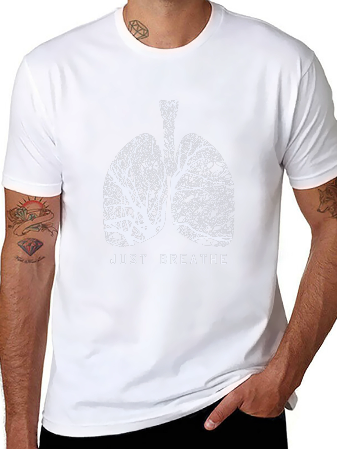 Just Breathe Tree Lungs Black T-Shirt
