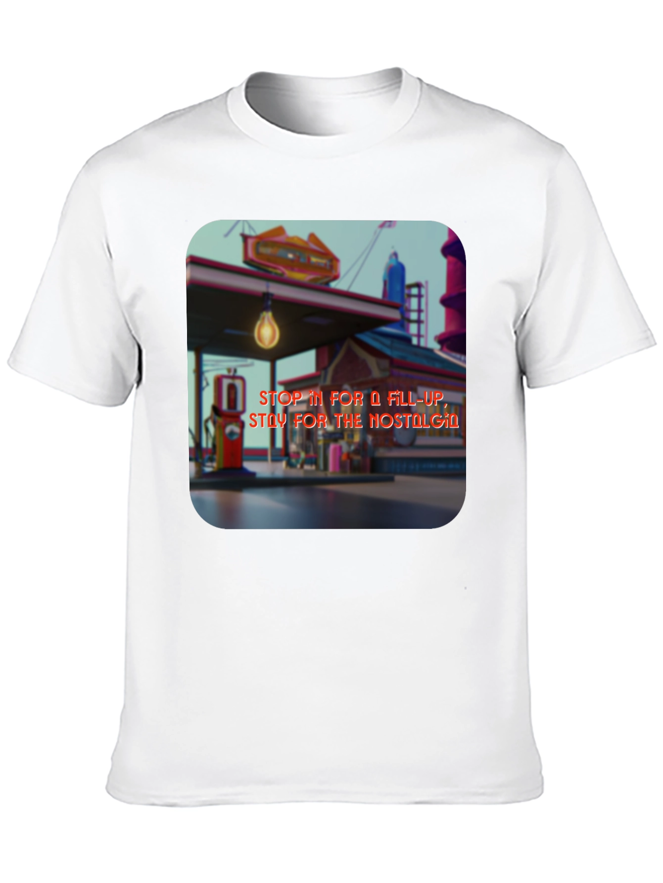 Retro Gas Station T-Shirt - Nostalgic Design