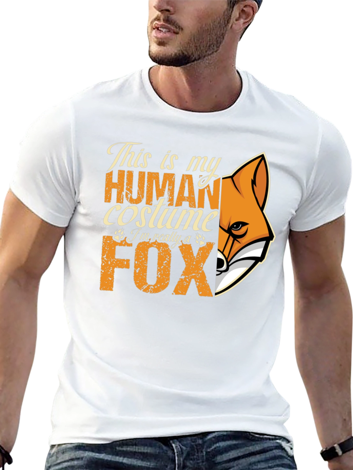 Human Costume Fox Graphic T-Shirt - Novelty Tee