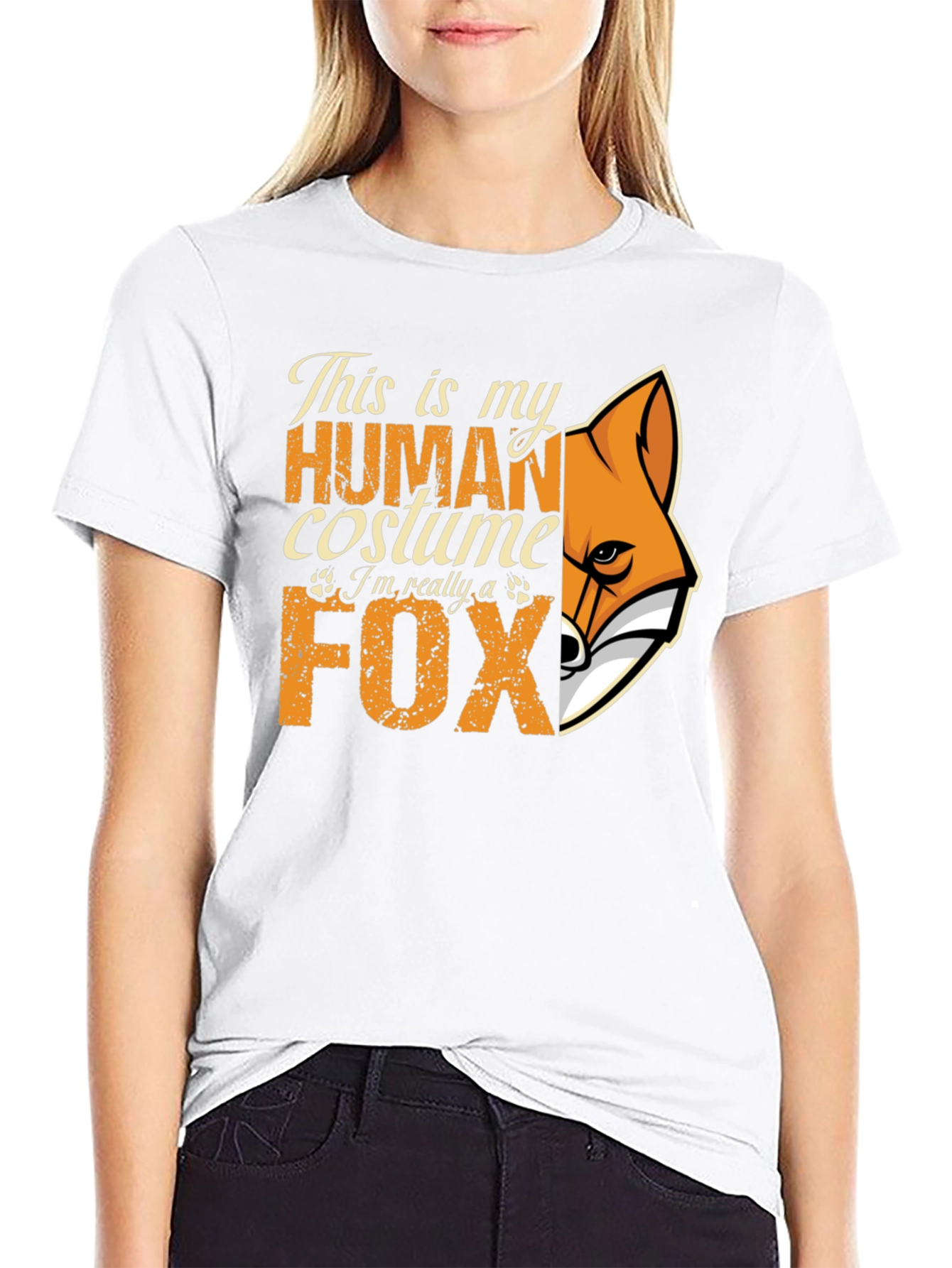 Human Costume Fox Graphic T-Shirt - Novelty Tee