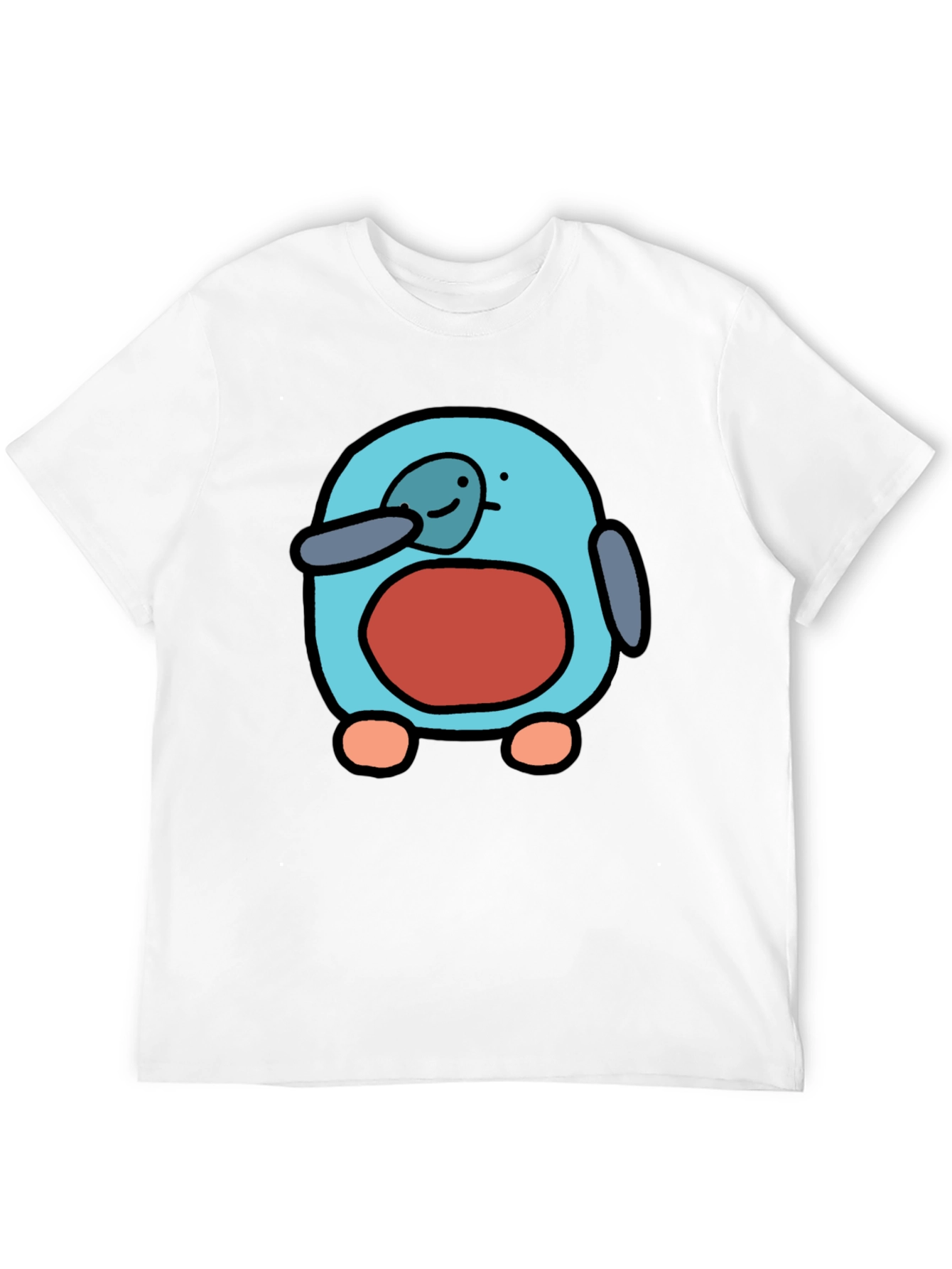 Cartoon Penguin Graphic Tee - Fun Black T-Shirt
