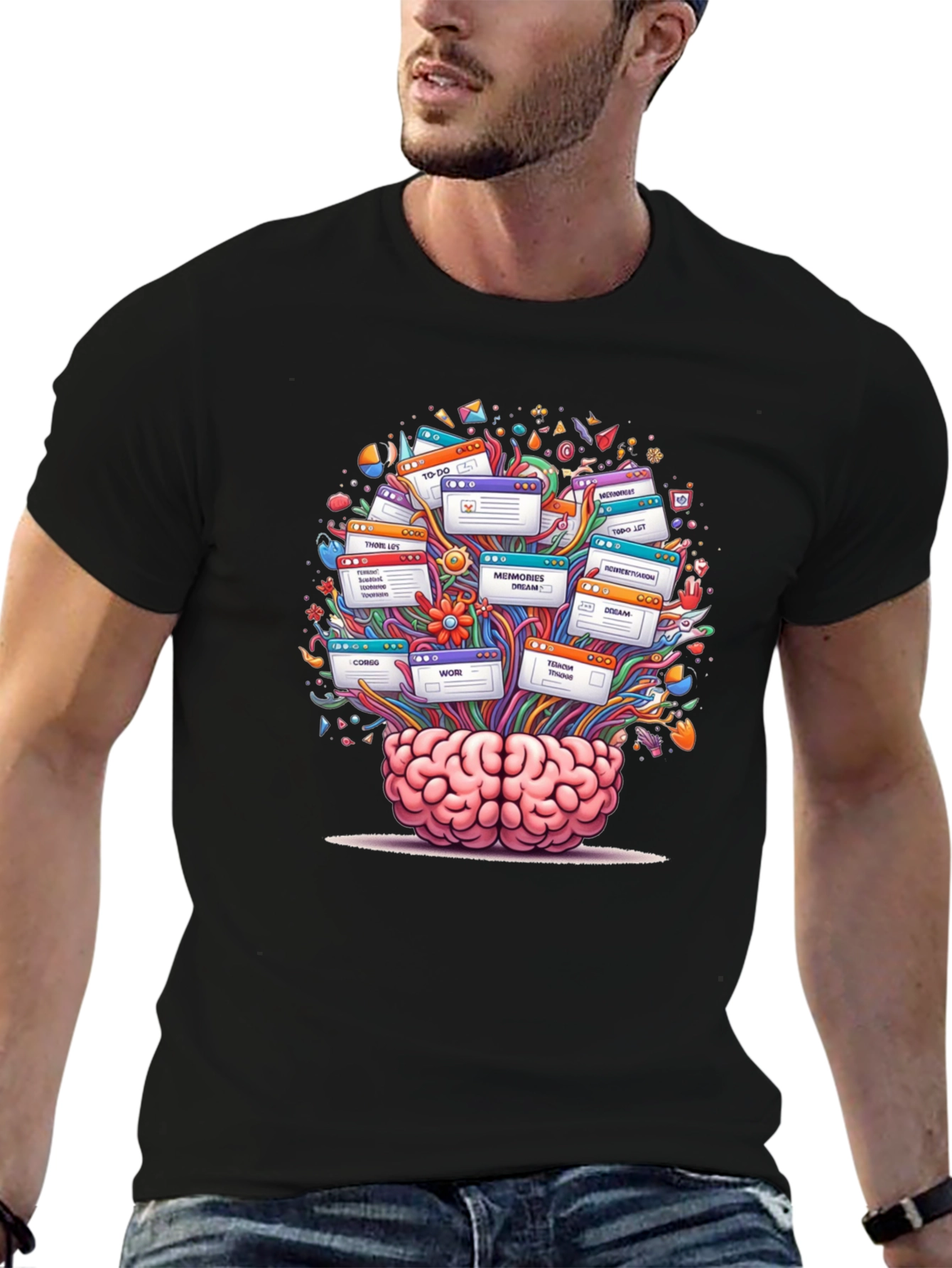 Brain Powered Black Graphic Tee