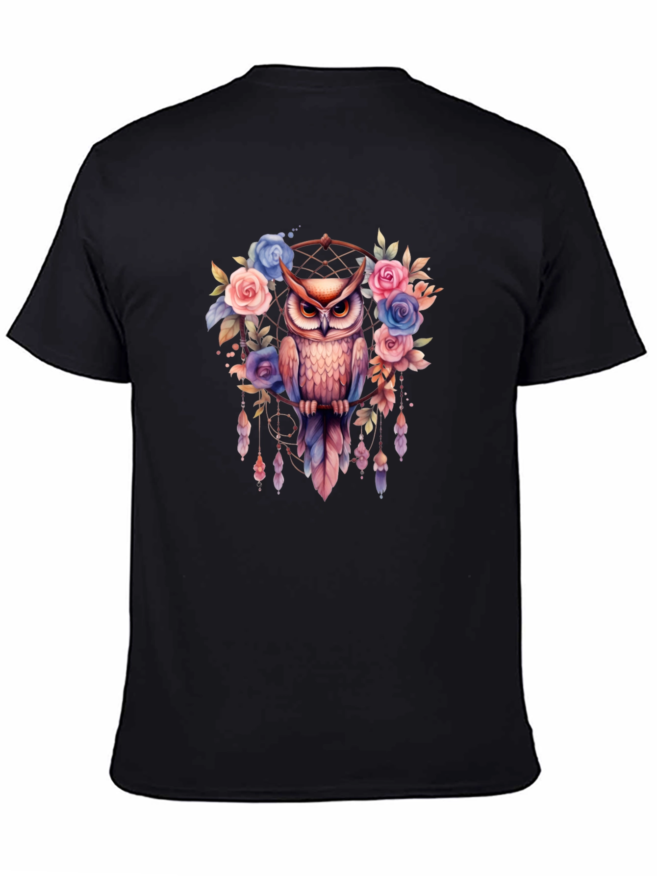 Owl Dreamcatcher Graphic Tee - Stylish Mens Black T-Shirt
