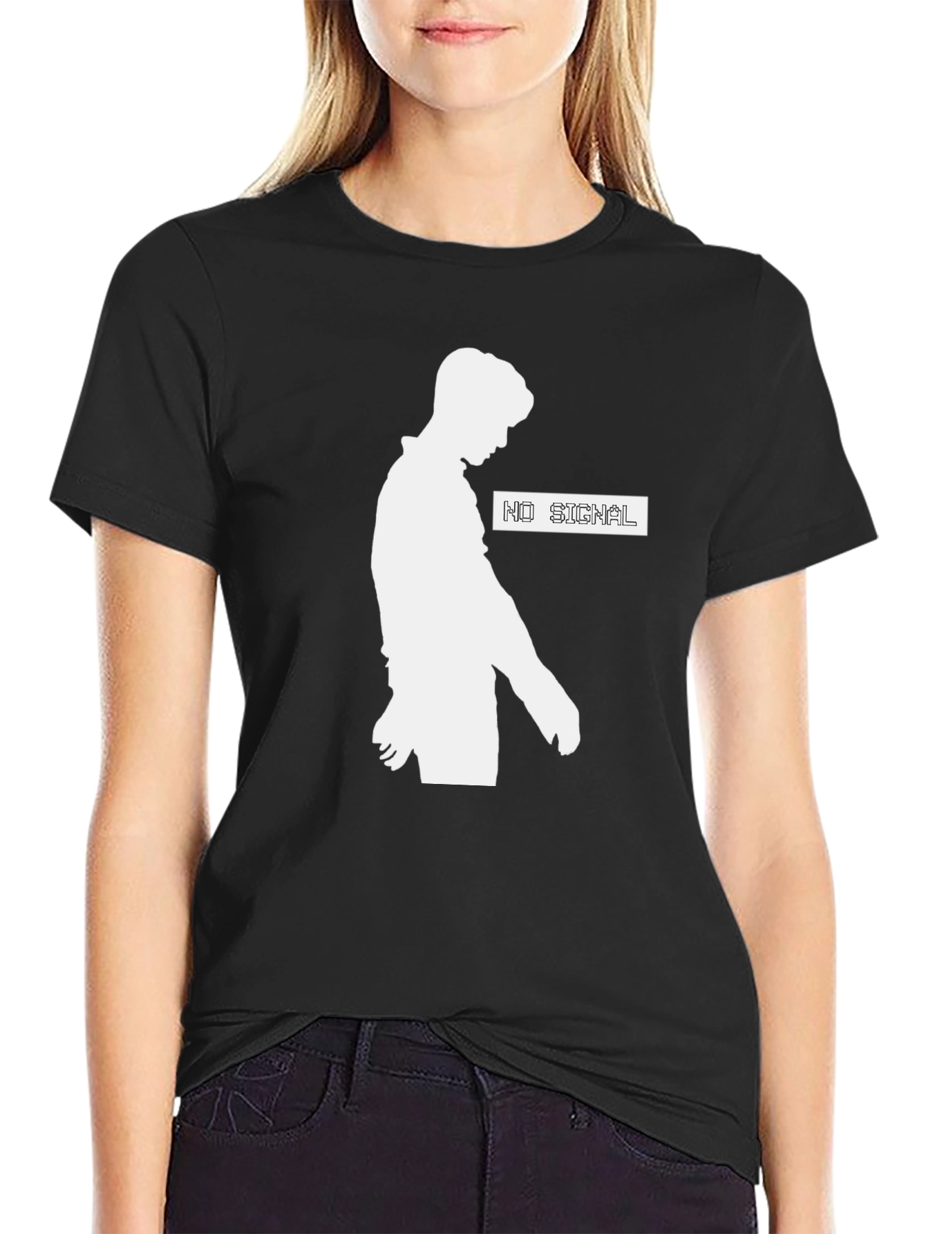 No Signal Graphic T-Shirt - Trendy Black Tee