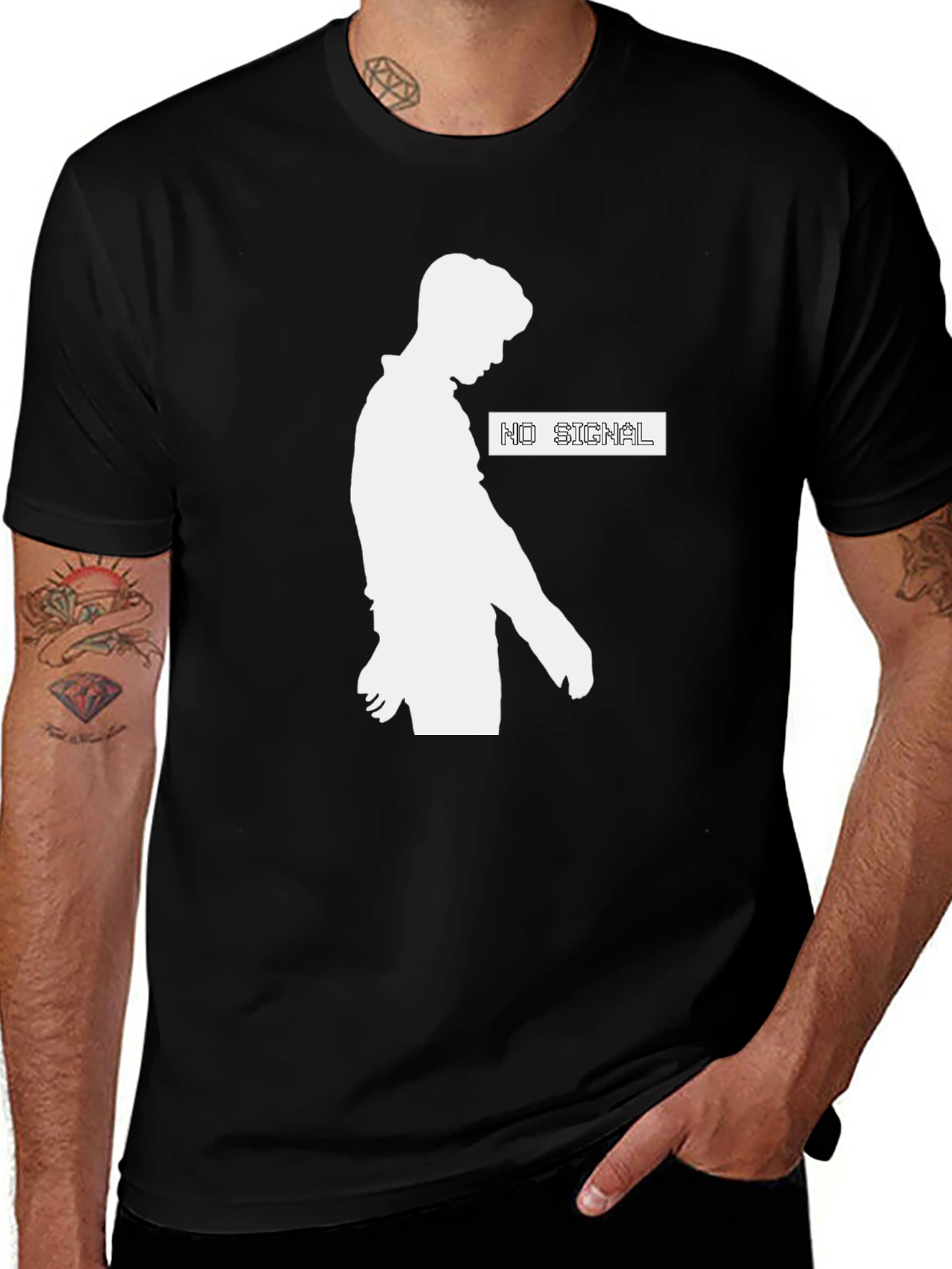 No Signal Graphic T-Shirt - Trendy Black Tee
