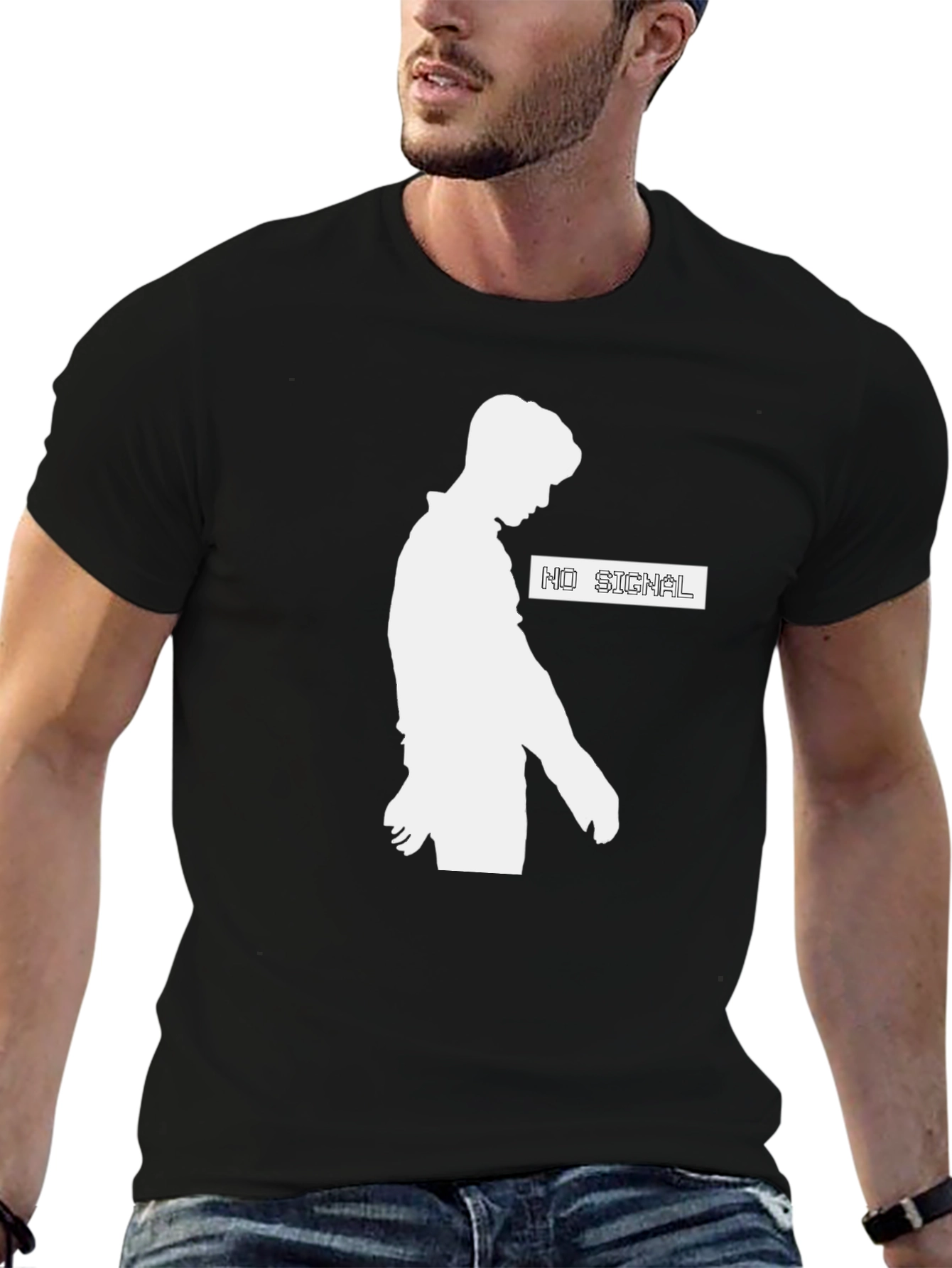 No Signal Graphic T-Shirt - Trendy Black Tee
