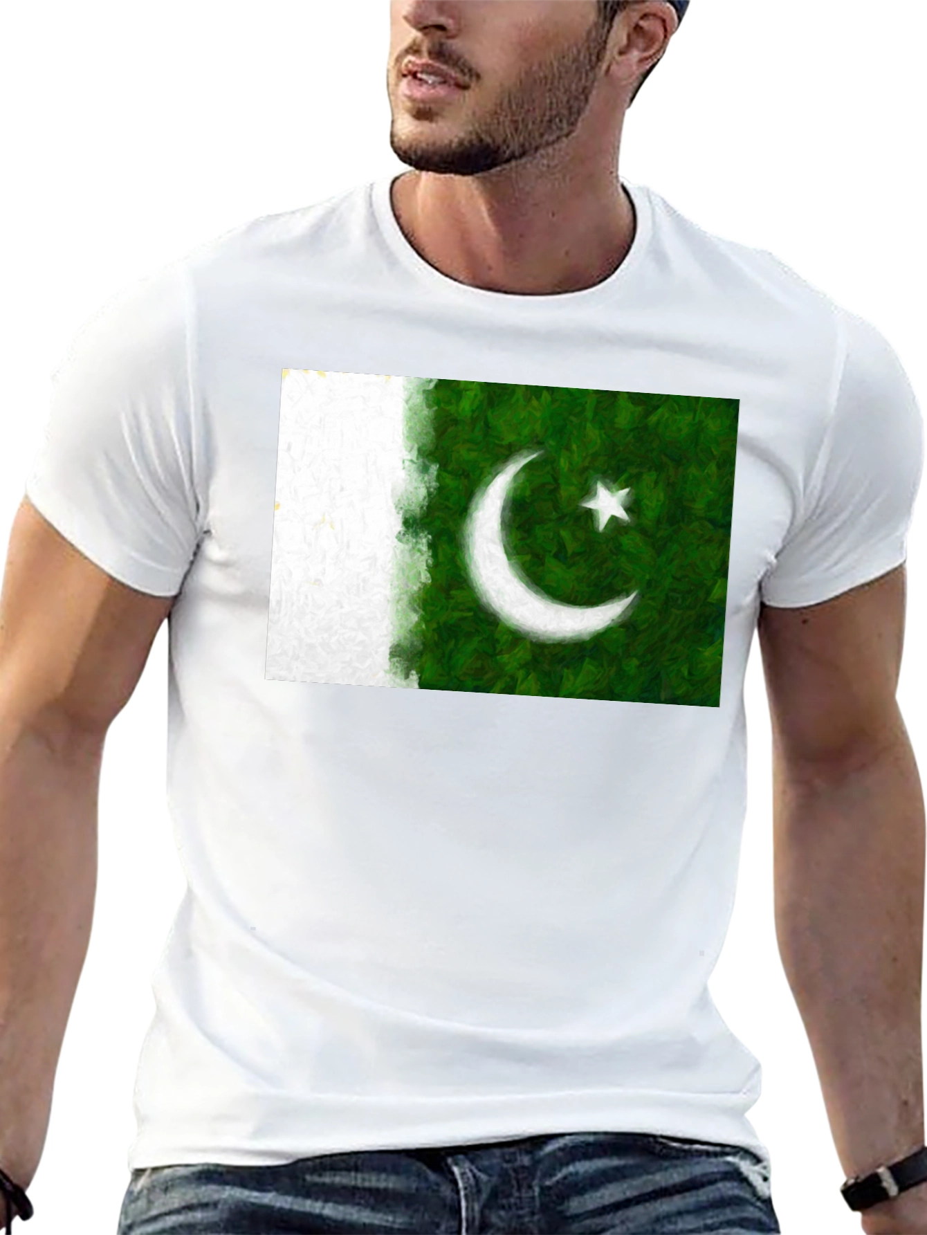 Pakistan Flag Graphic Print Black T-Shirt