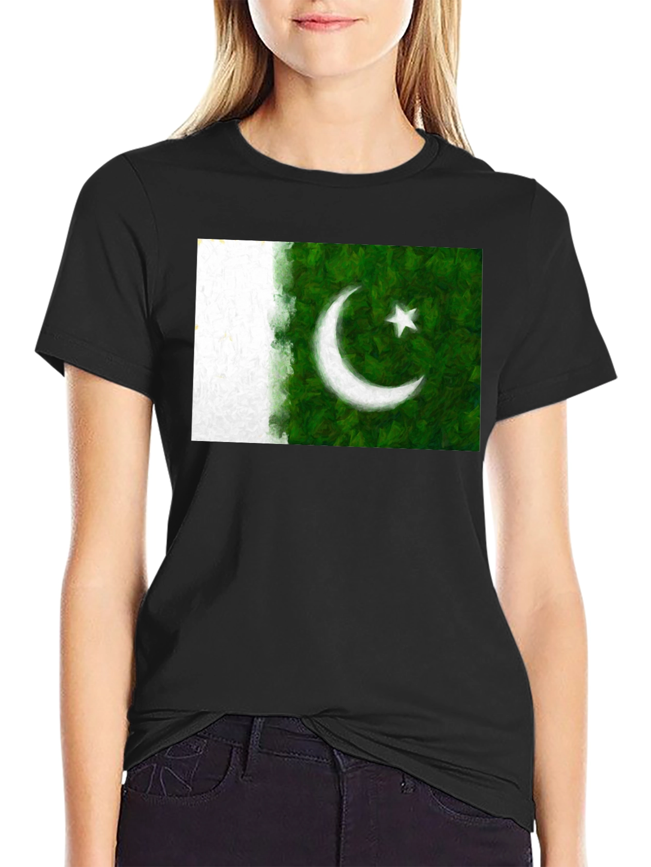 Pakistan Flag Graphic Print Black T-Shirt