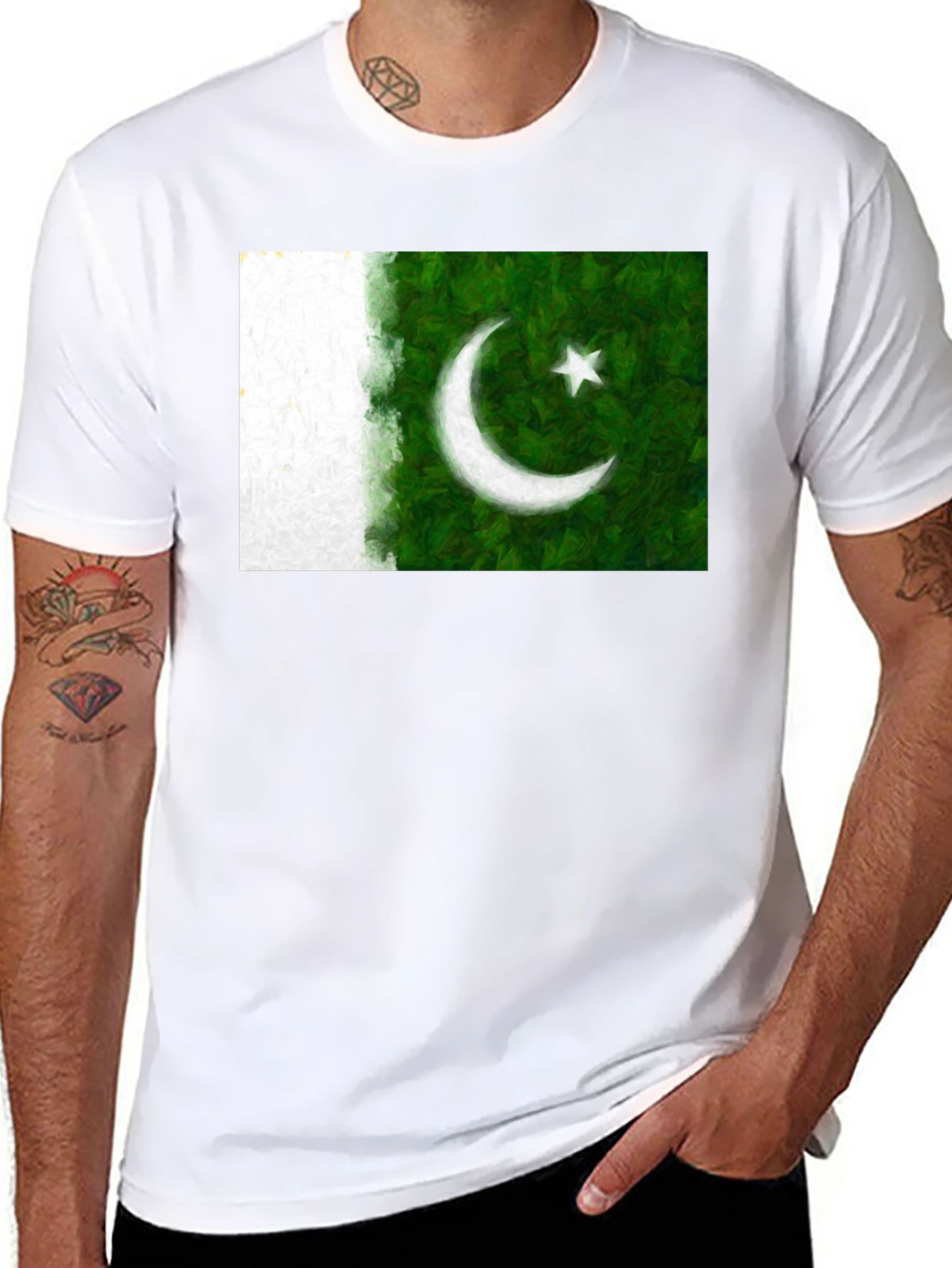 Pakistan Flag Graphic Print Black T-Shirt