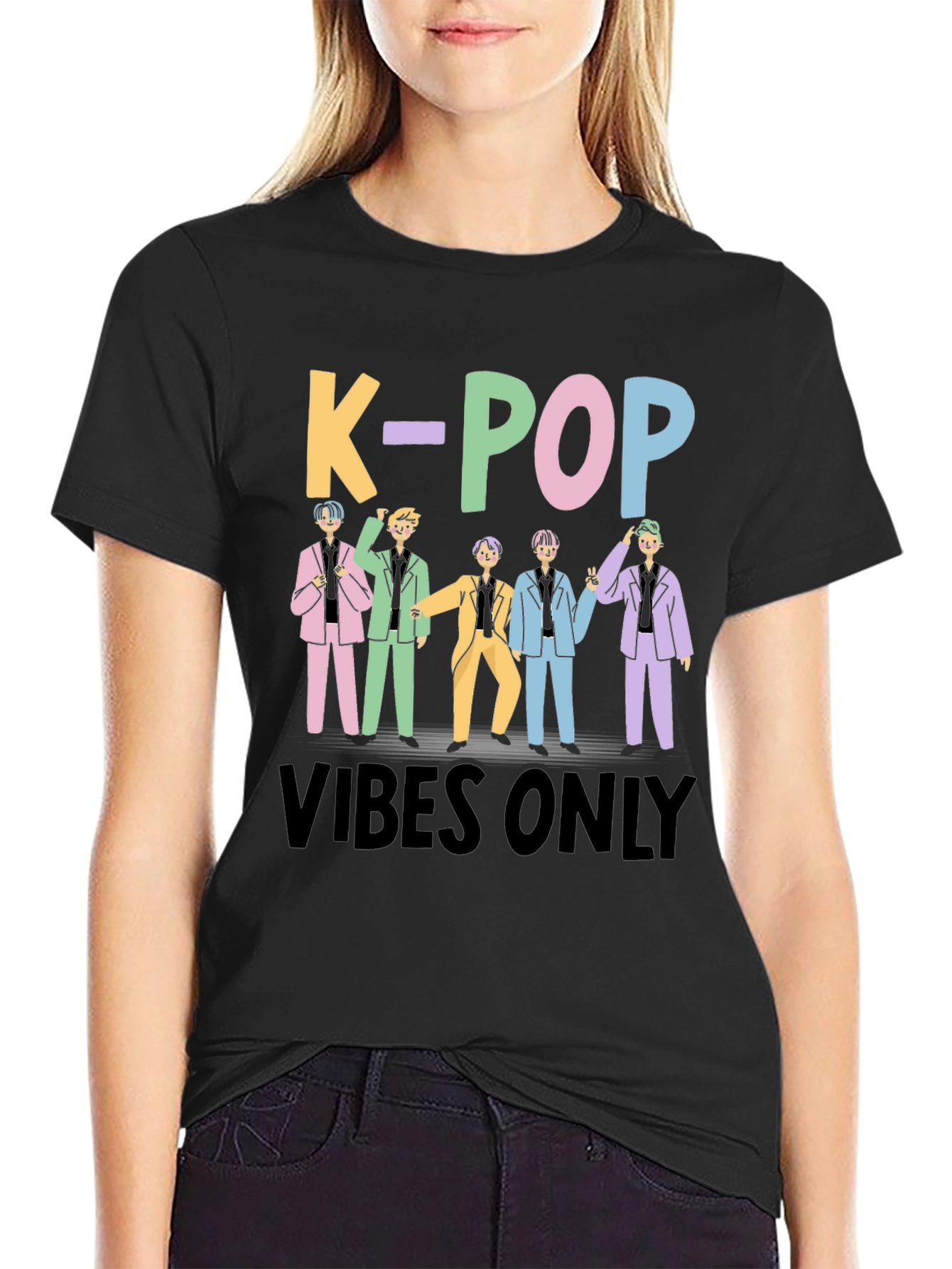 K-Pop Vibes Only Black T-Shirt