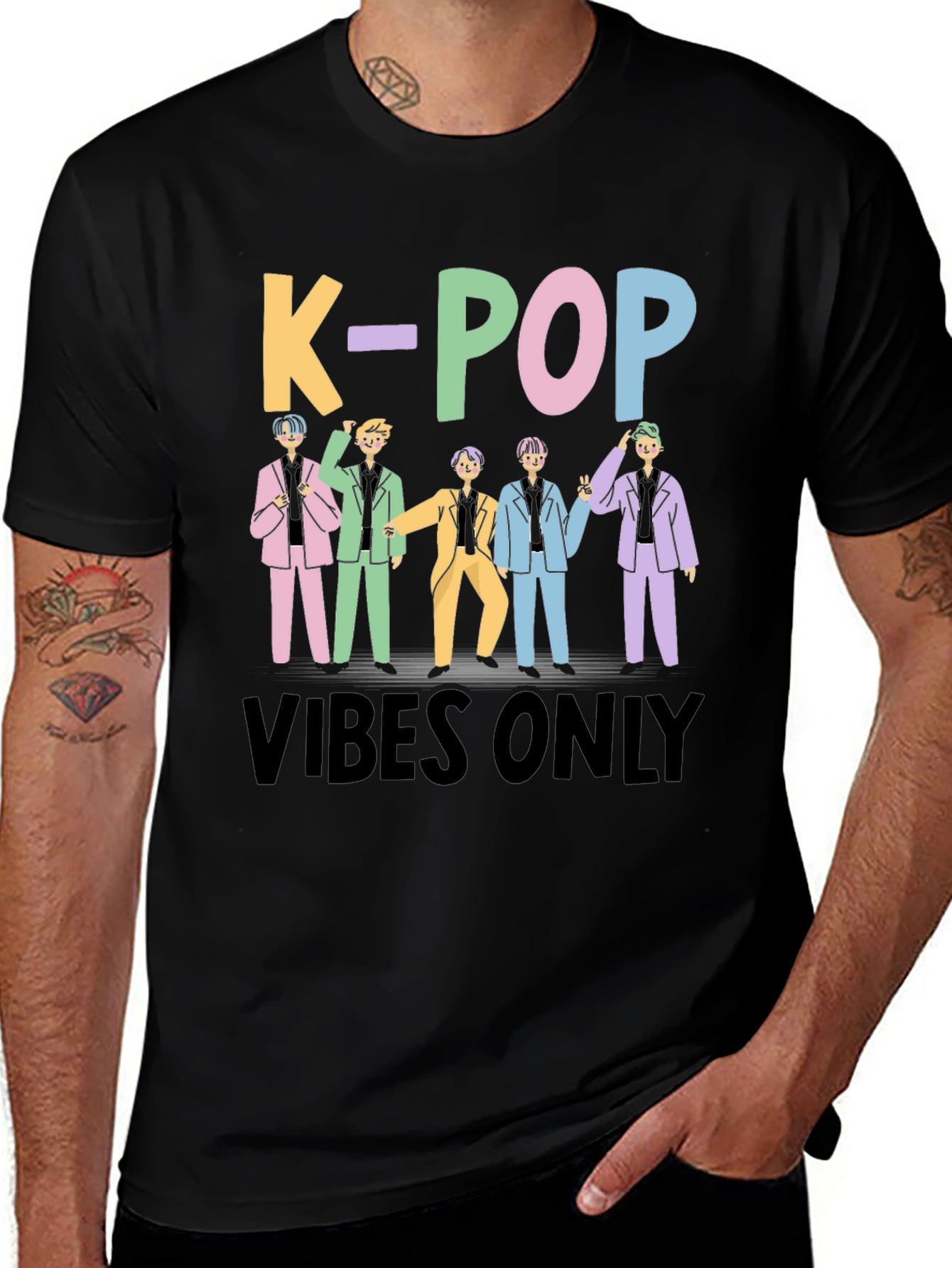 K-Pop Vibes Only Black T-Shirt