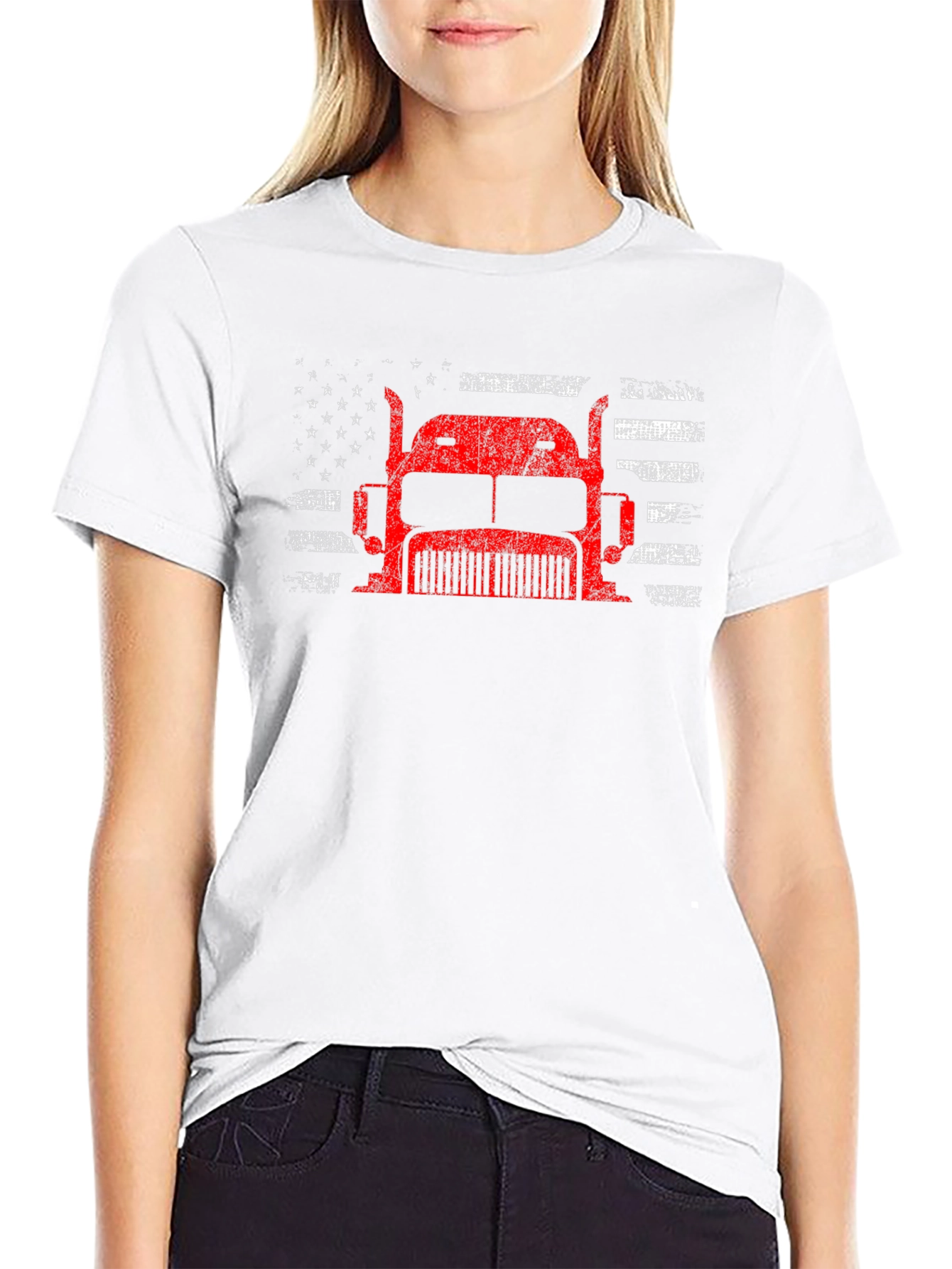 Trucker American Flag Graphic T-Shirt