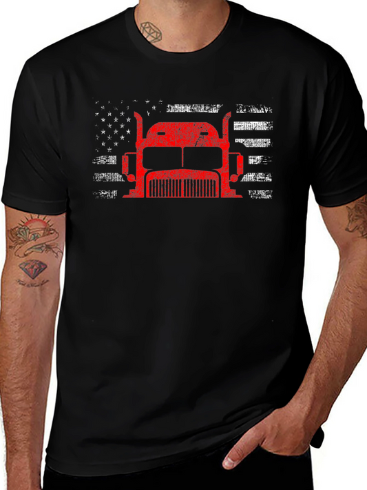 Trucker American Flag Graphic T-Shirt