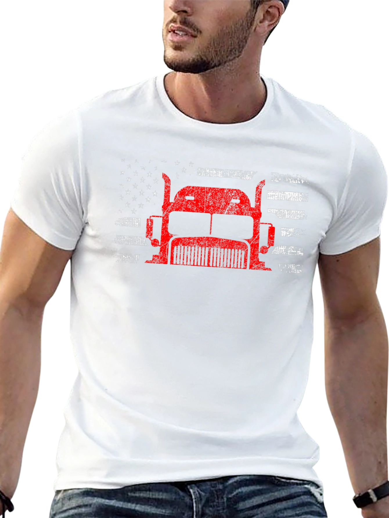 Trucker American Flag Graphic T-Shirt