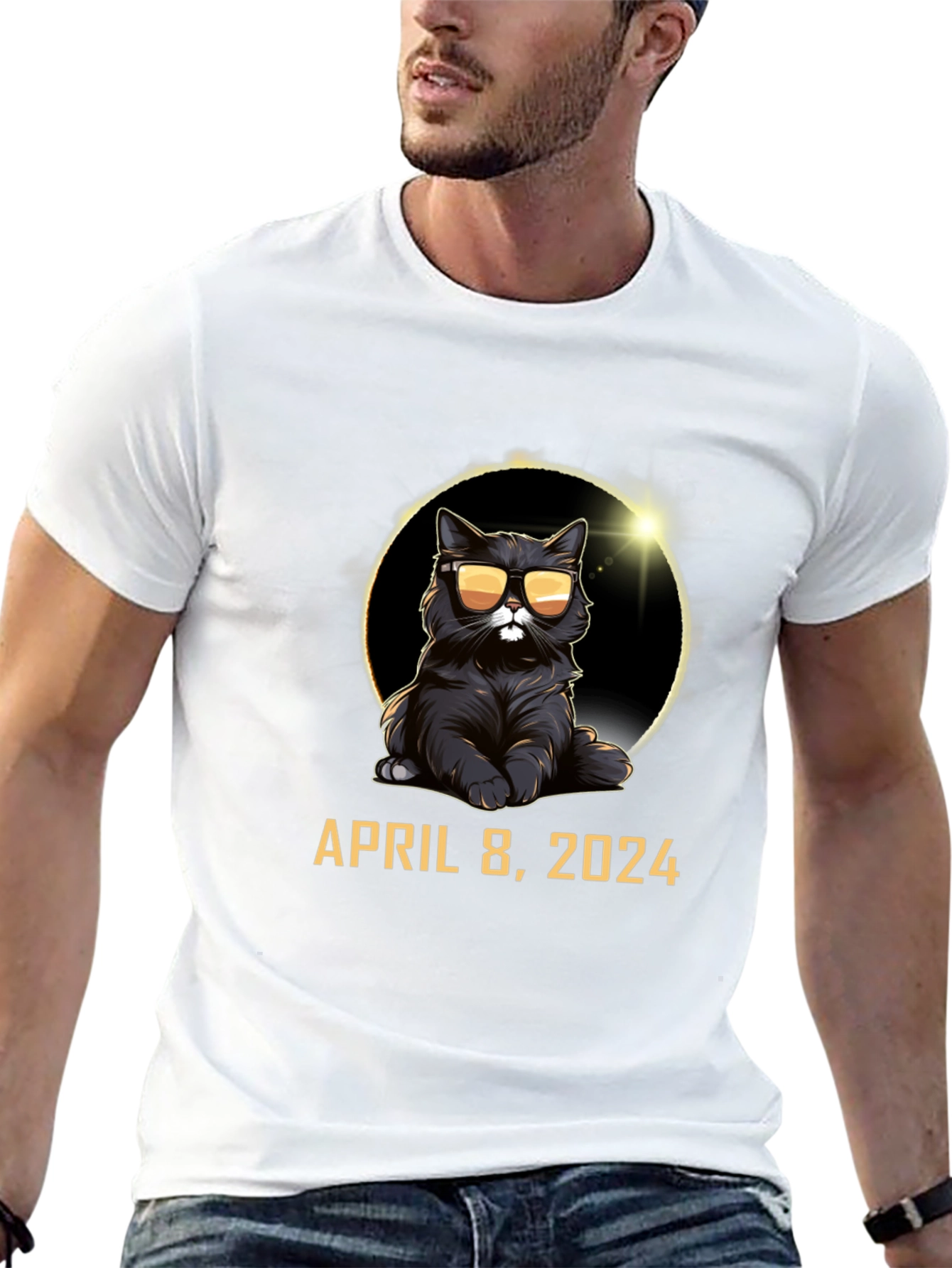 Total Solar Eclipse 2024 Cat T-Shirt