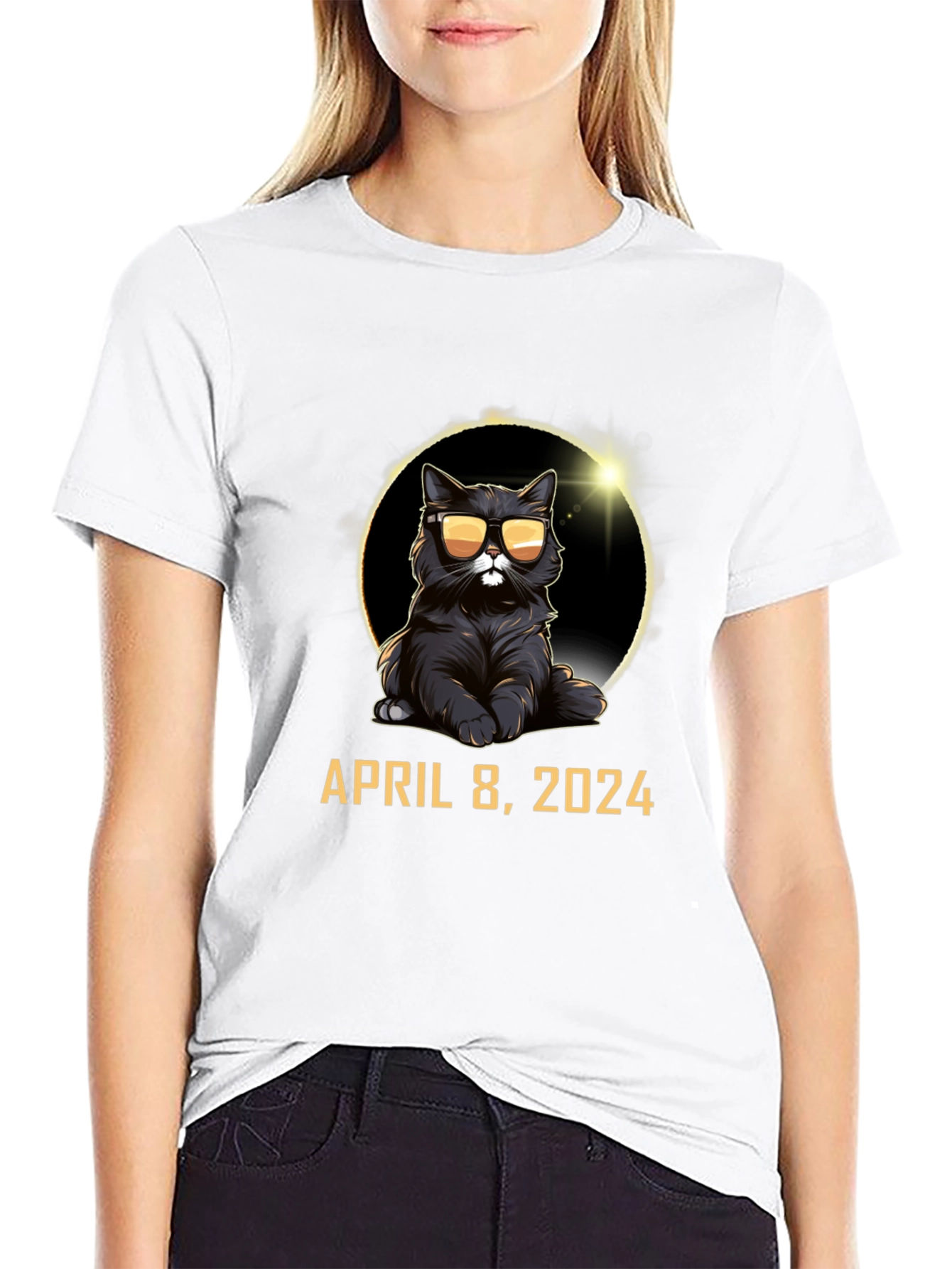 Total Solar Eclipse 2024 Cat T-Shirt