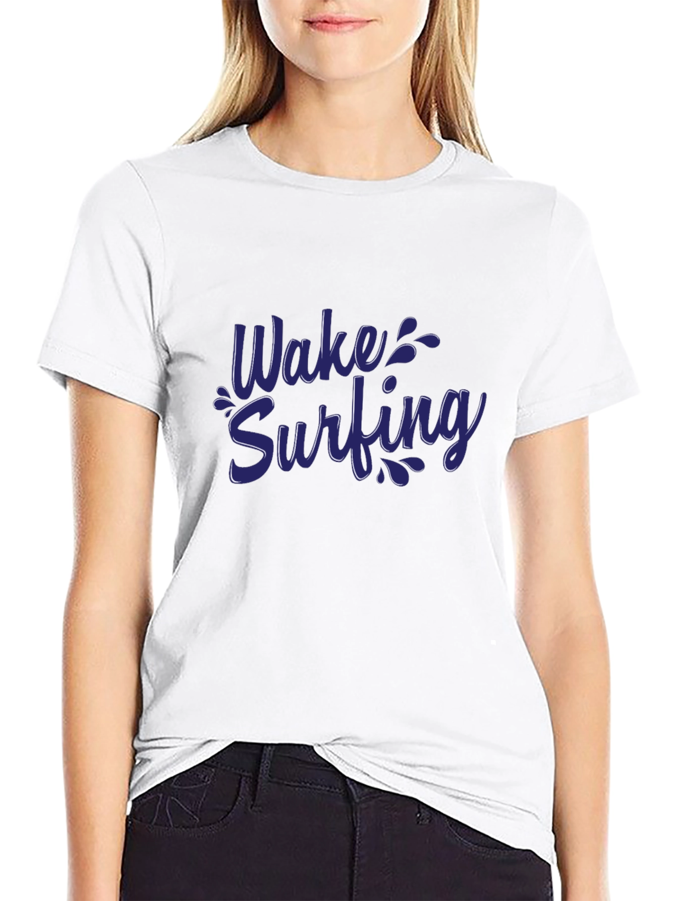 Wake Surfing Graphic Tee - Black Cotton Comfort